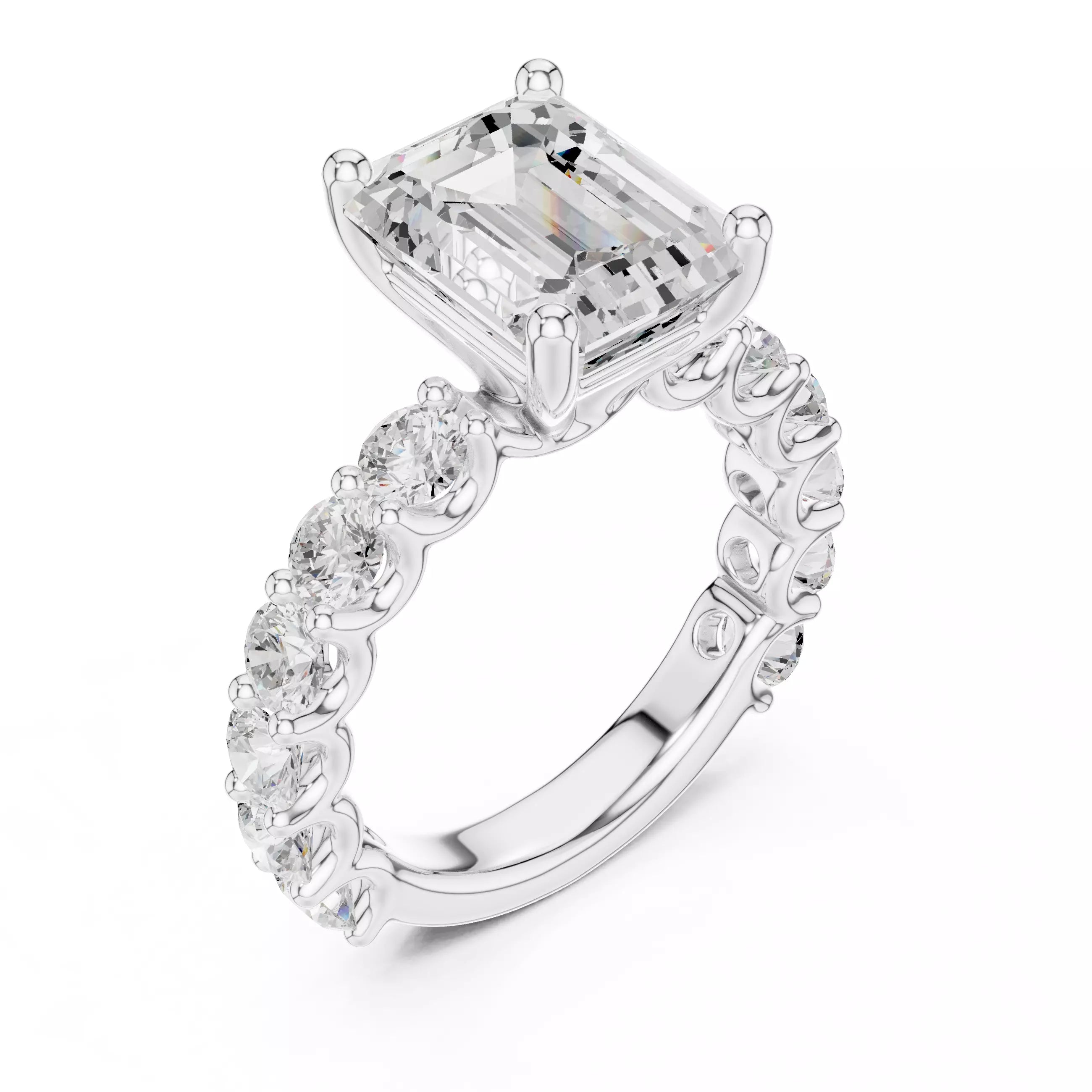 Eternity Solitaire Ring - Emerald cut
