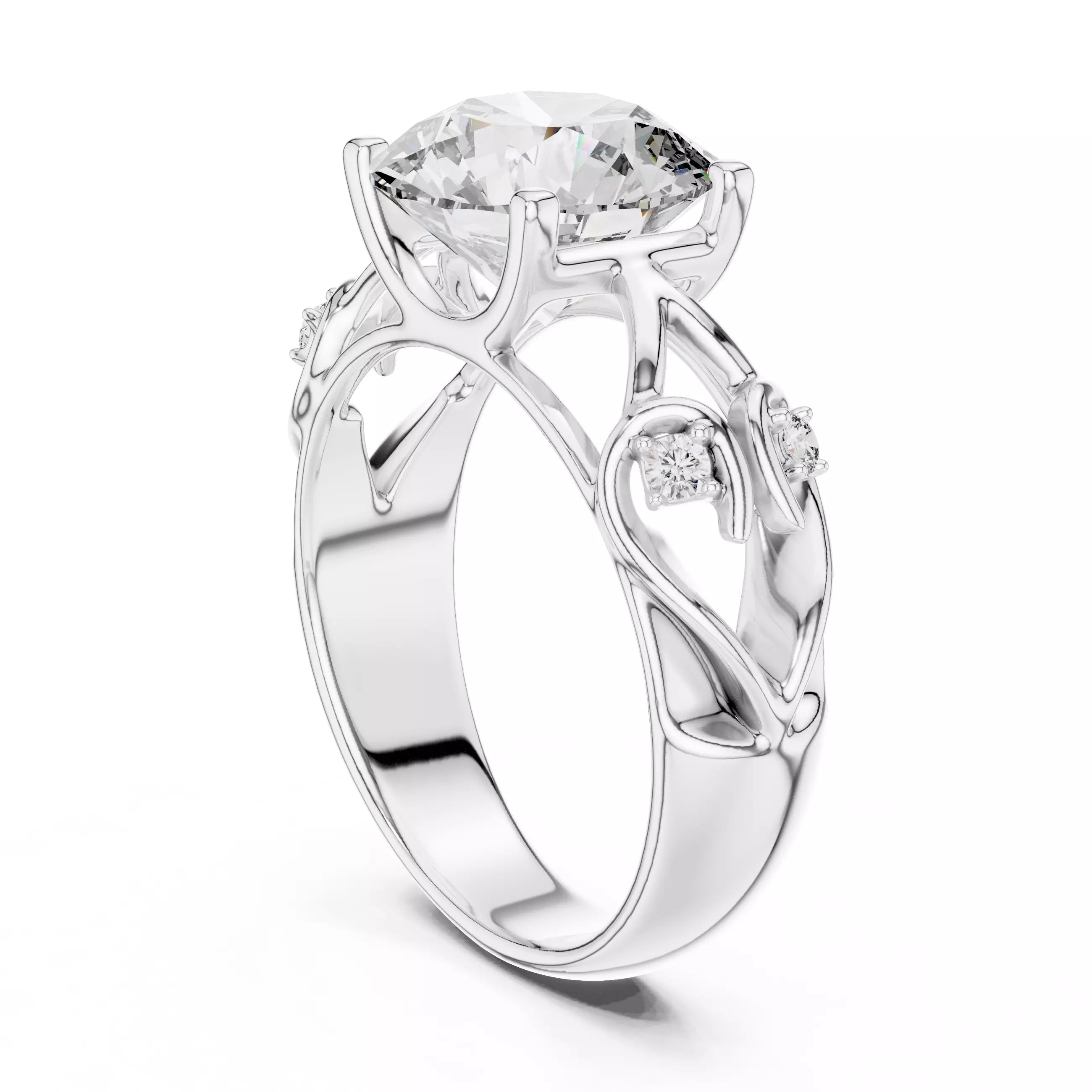 Lovers Detail Cathedral Ring - Round