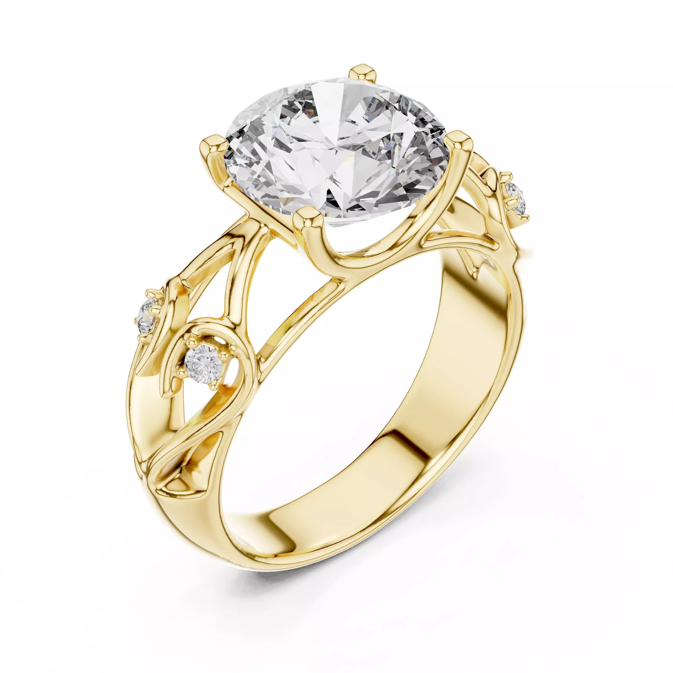 Lovers Detail Cathedral Ring - Round