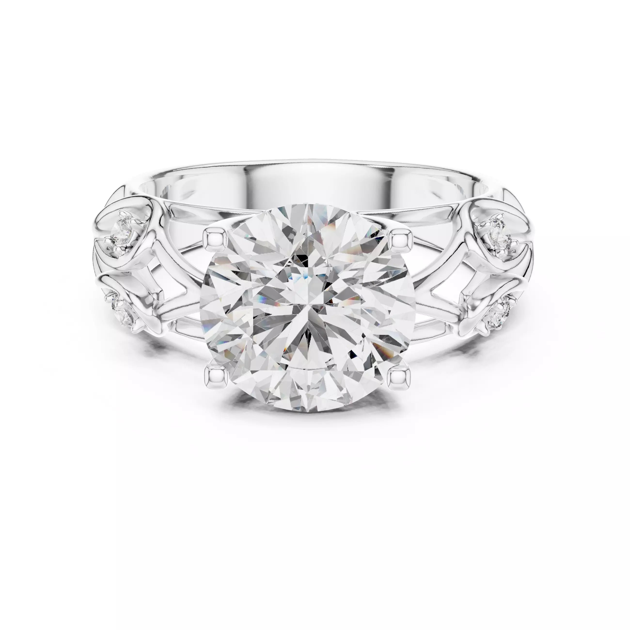 Lovers Detail Cathedral Ring - Round