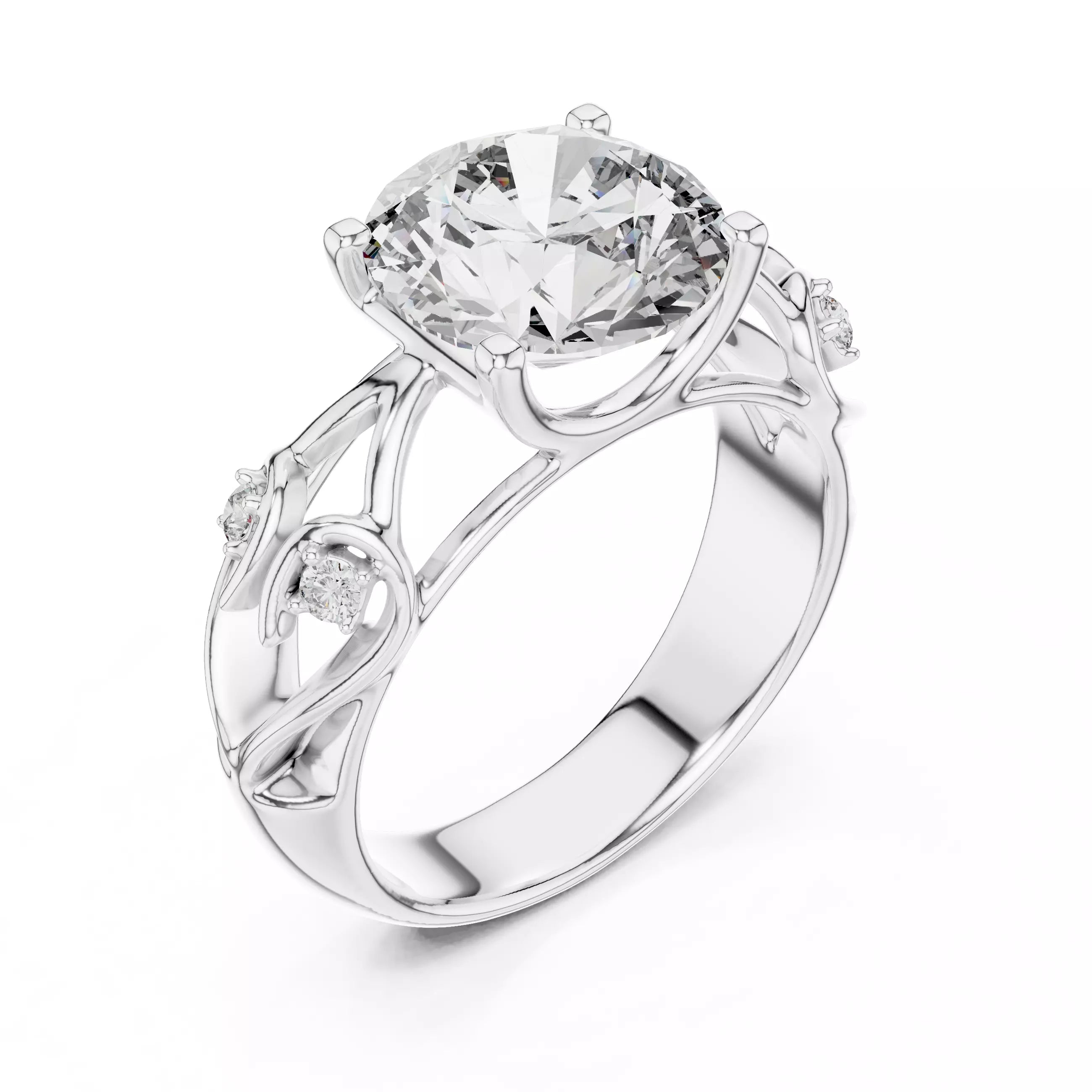Lovers Detail Cathedral Ring - Round