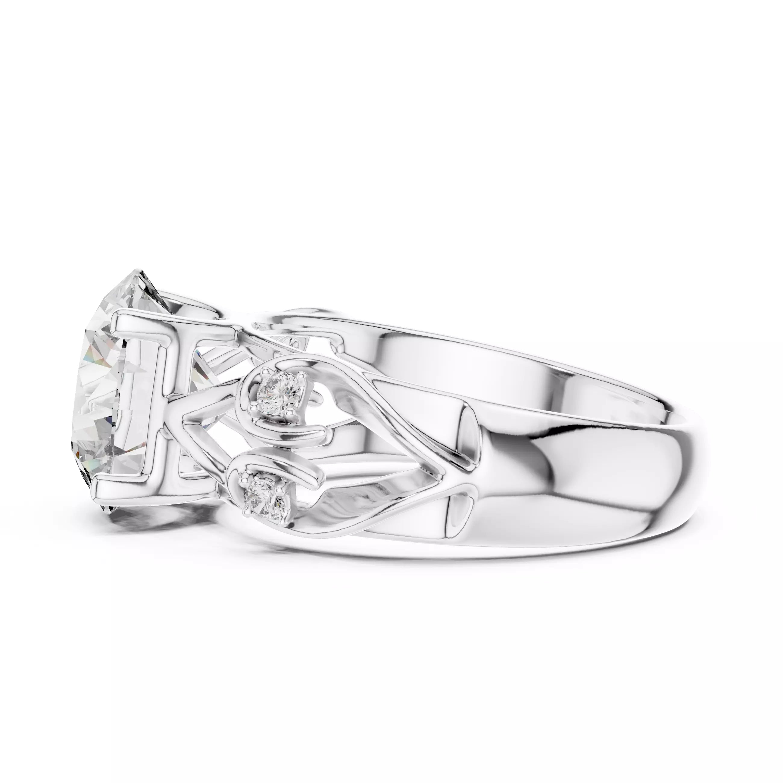 Lovers Detail Cathedral Ring - Round