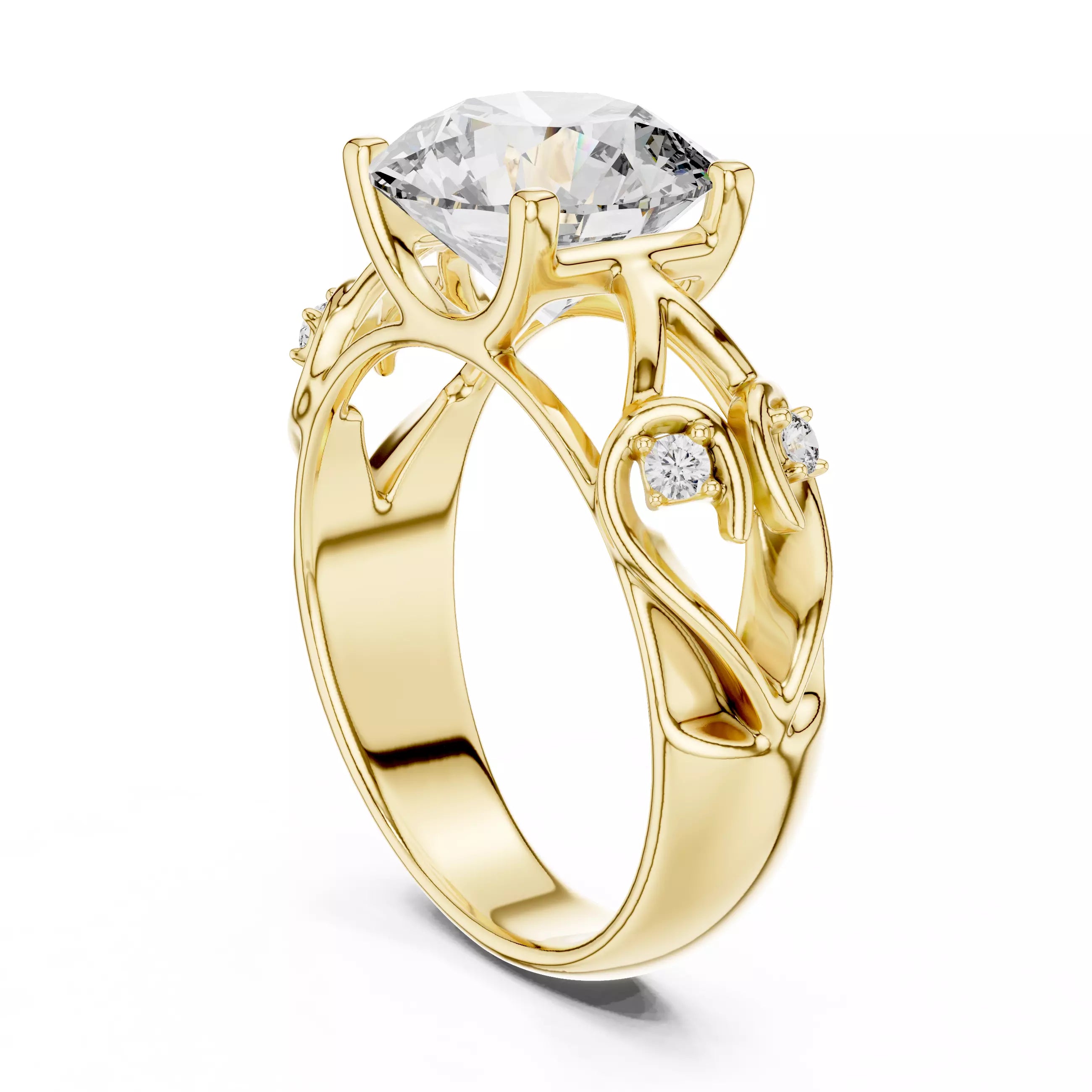 Lovers Detail Cathedral Ring - Round