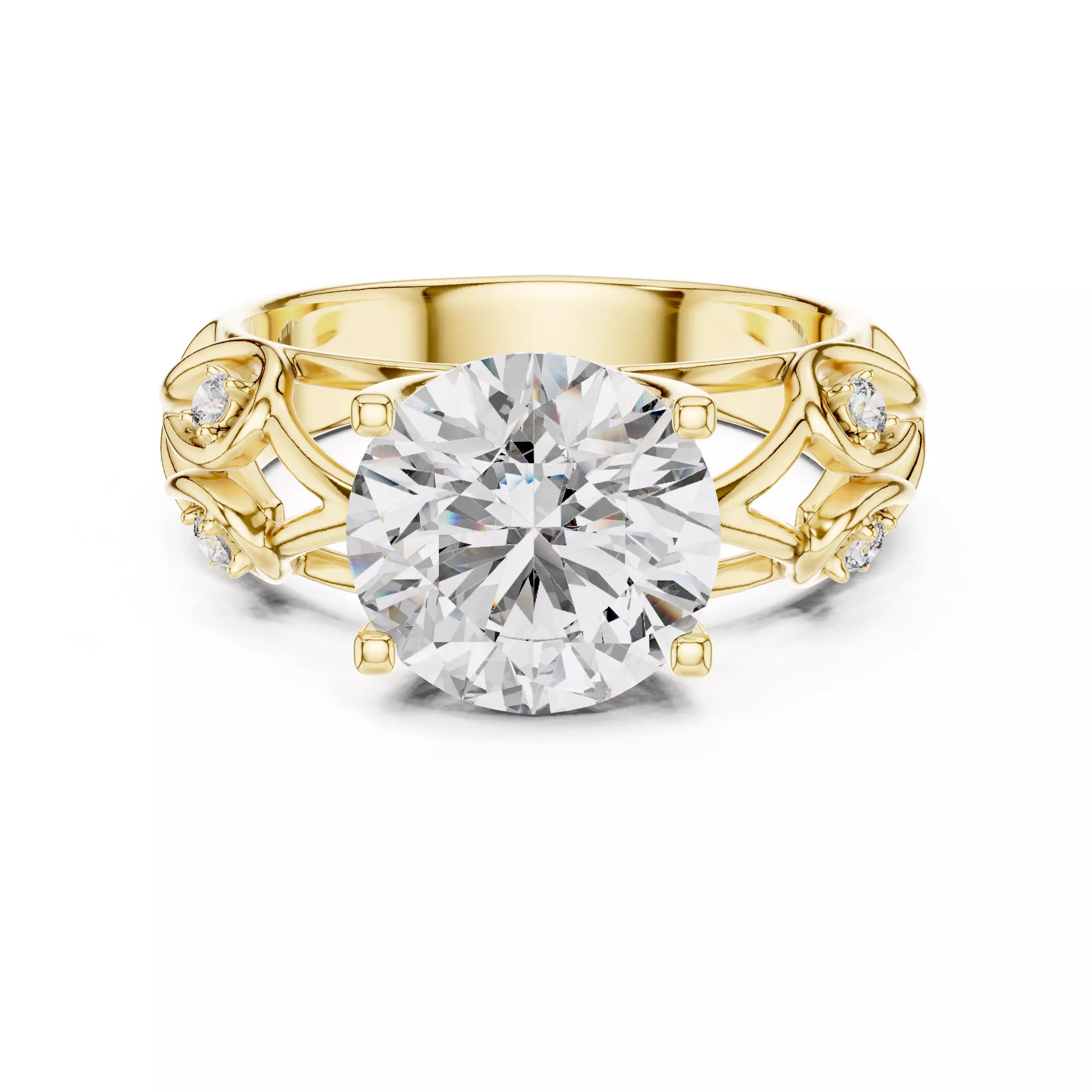 Lovers Detail Cathedral Ring - Round