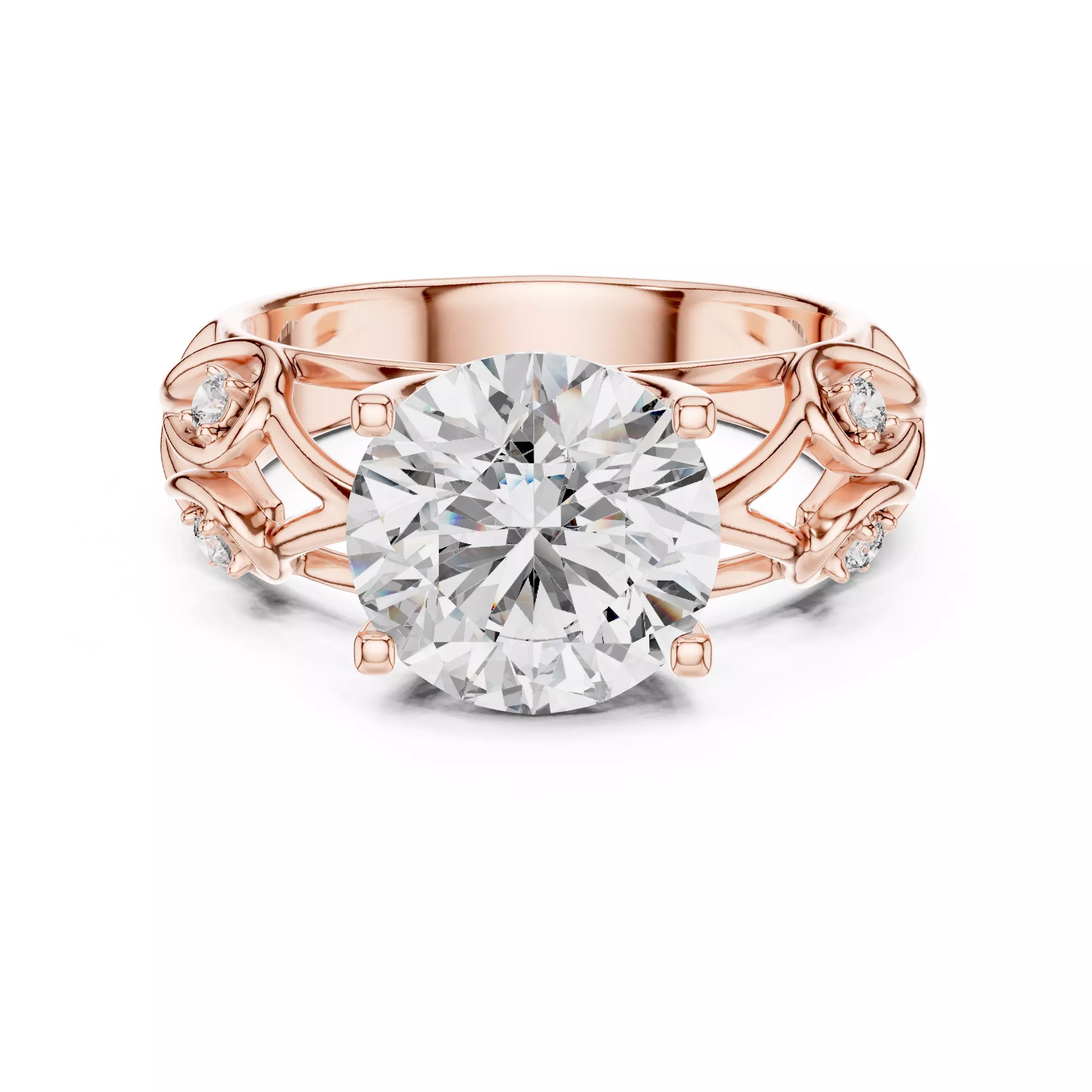 Lovers Detail Cathedral Ring - Round