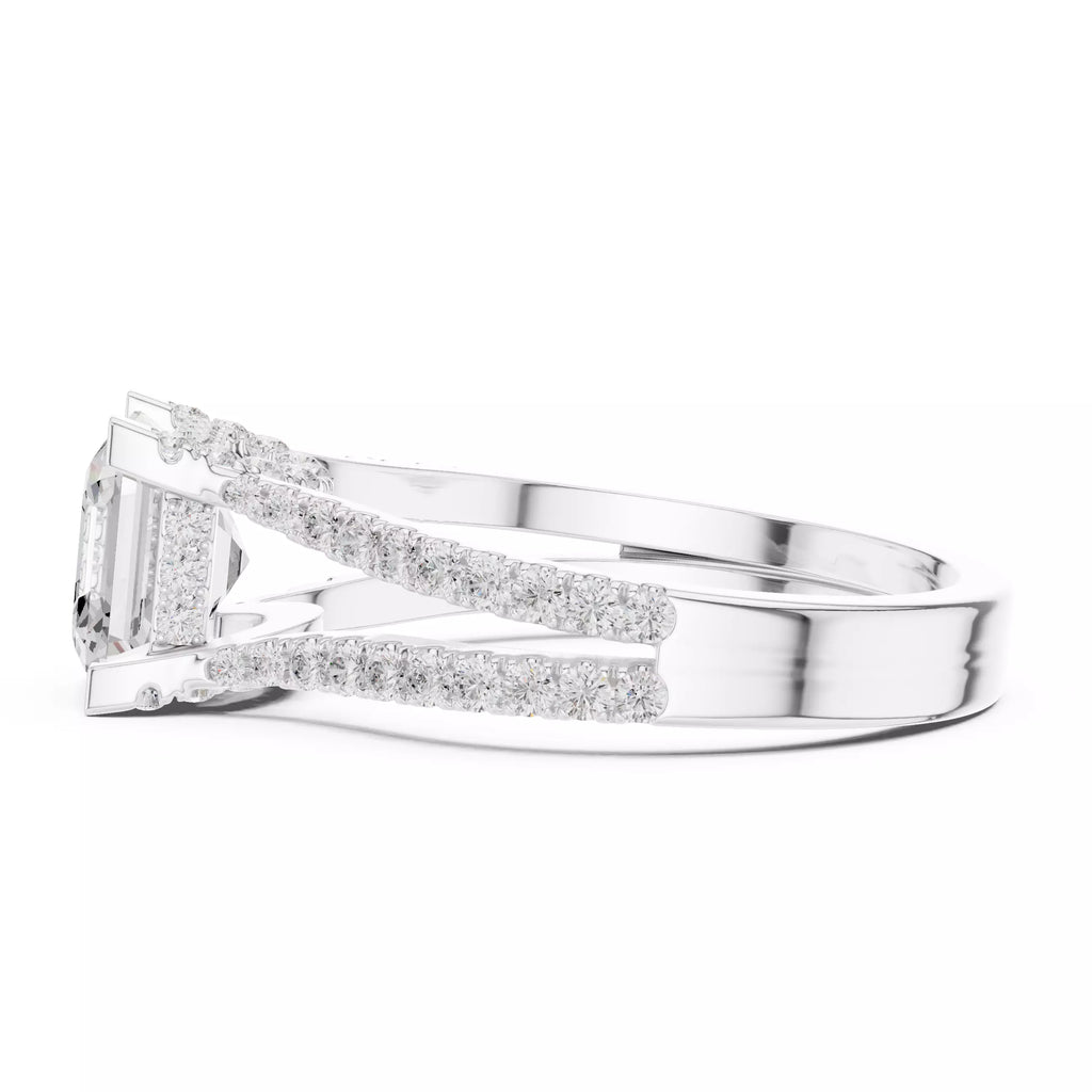 Pavé Split Shank Ring - Asscher