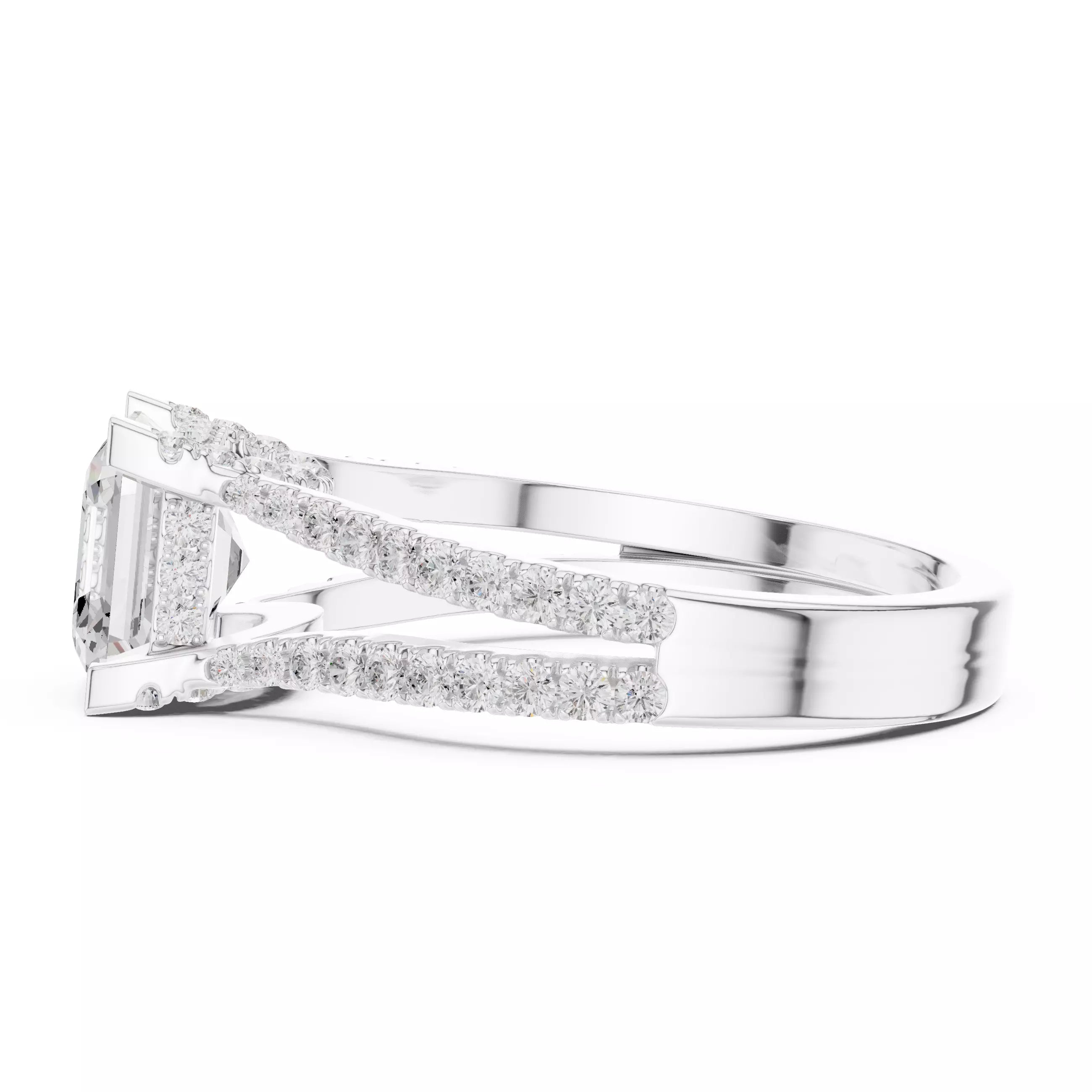 Pavé Split Shank Ring - Asscher