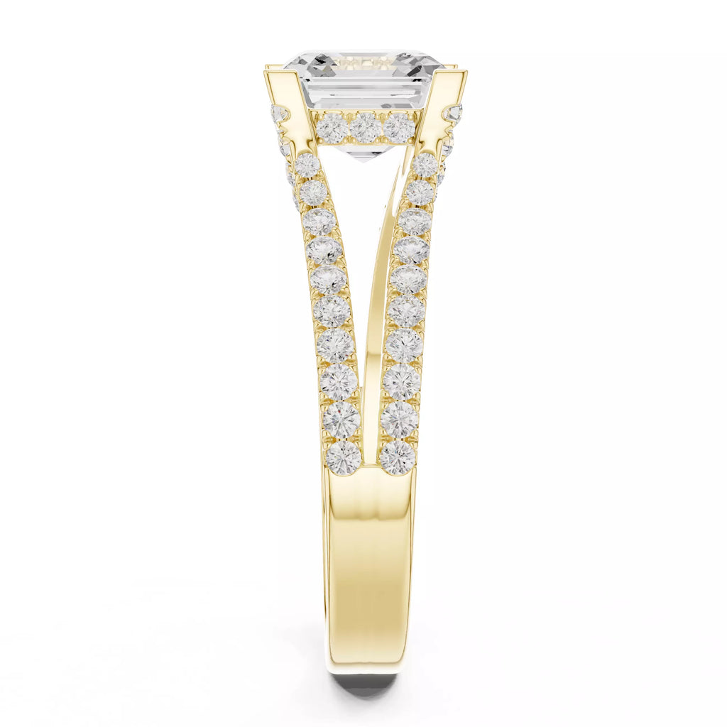 Pavé Split Shank Ring - Asscher
