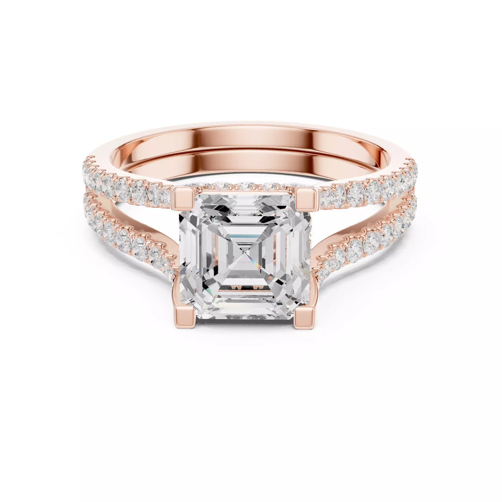 Pavé Split Shank Ring - Asscher