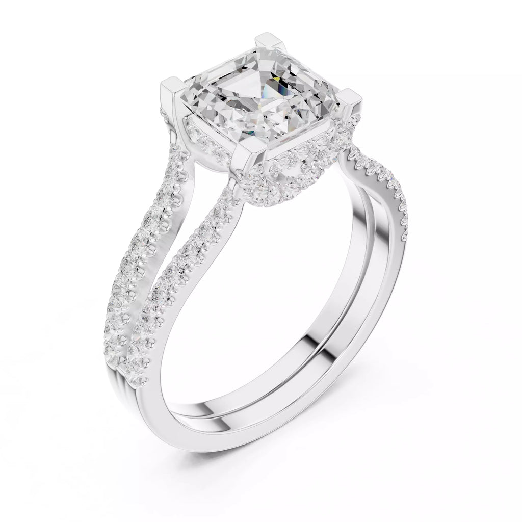 Pavé Split Shank Ring - Asscher