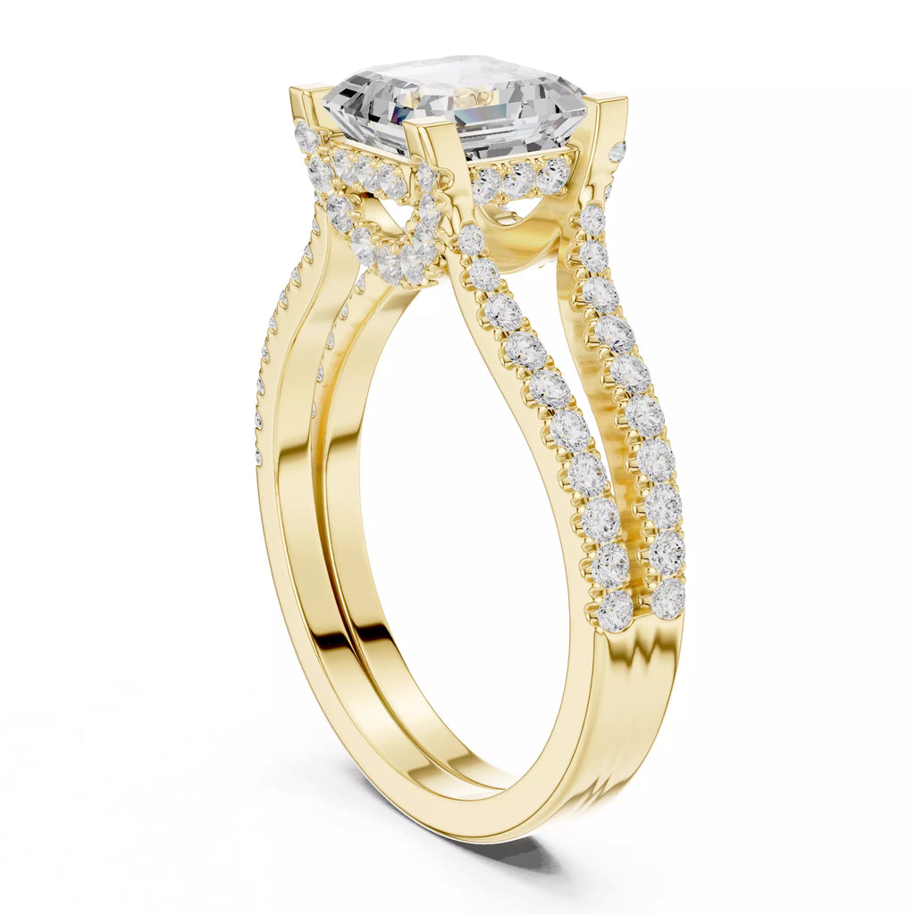 Pavé Split Shank Ring - Asscher