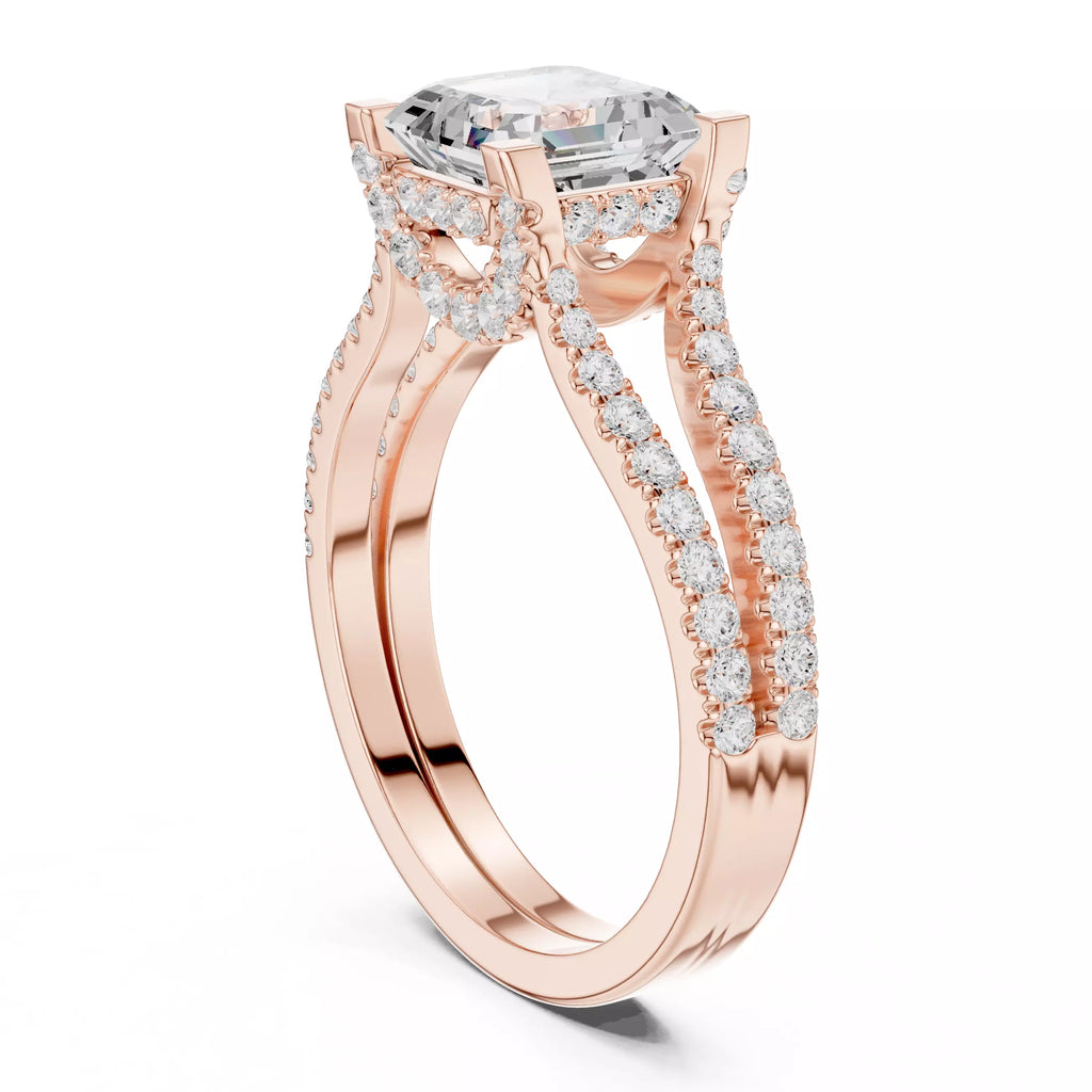 Pavé Split Shank Ring - Asscher