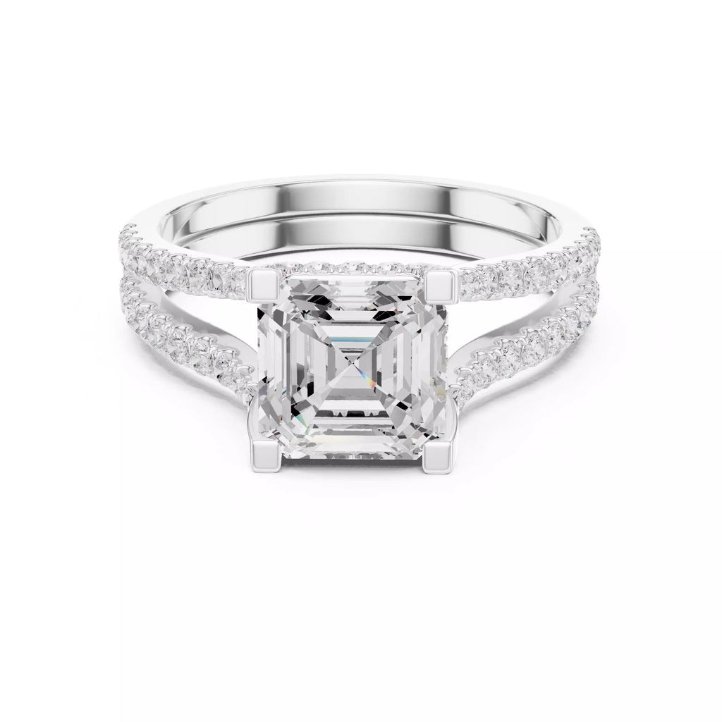 Pavé Split Shank Ring - Asscher