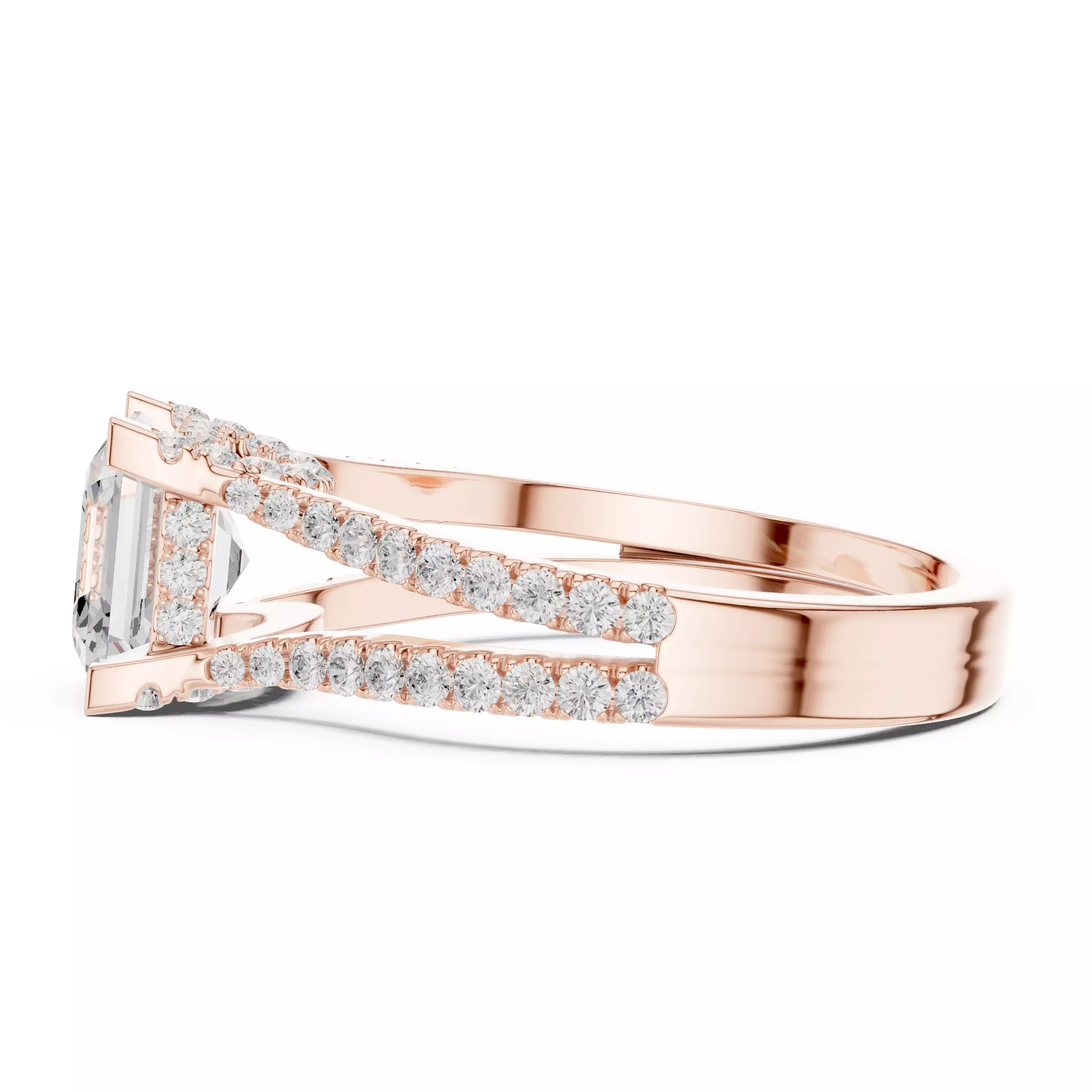 Pavé Split Shank Ring - Asscher