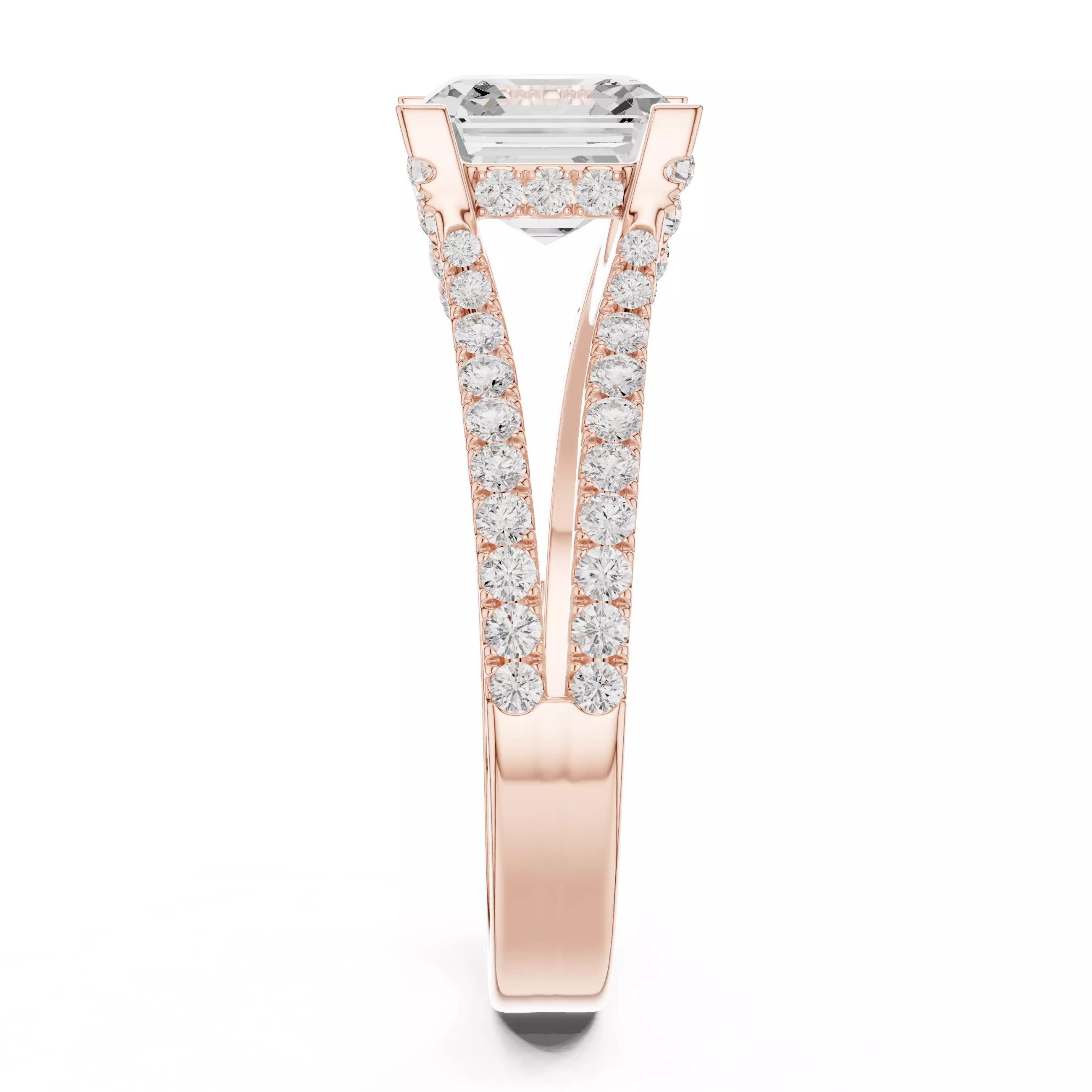 Pavé Split Shank Ring - Asscher