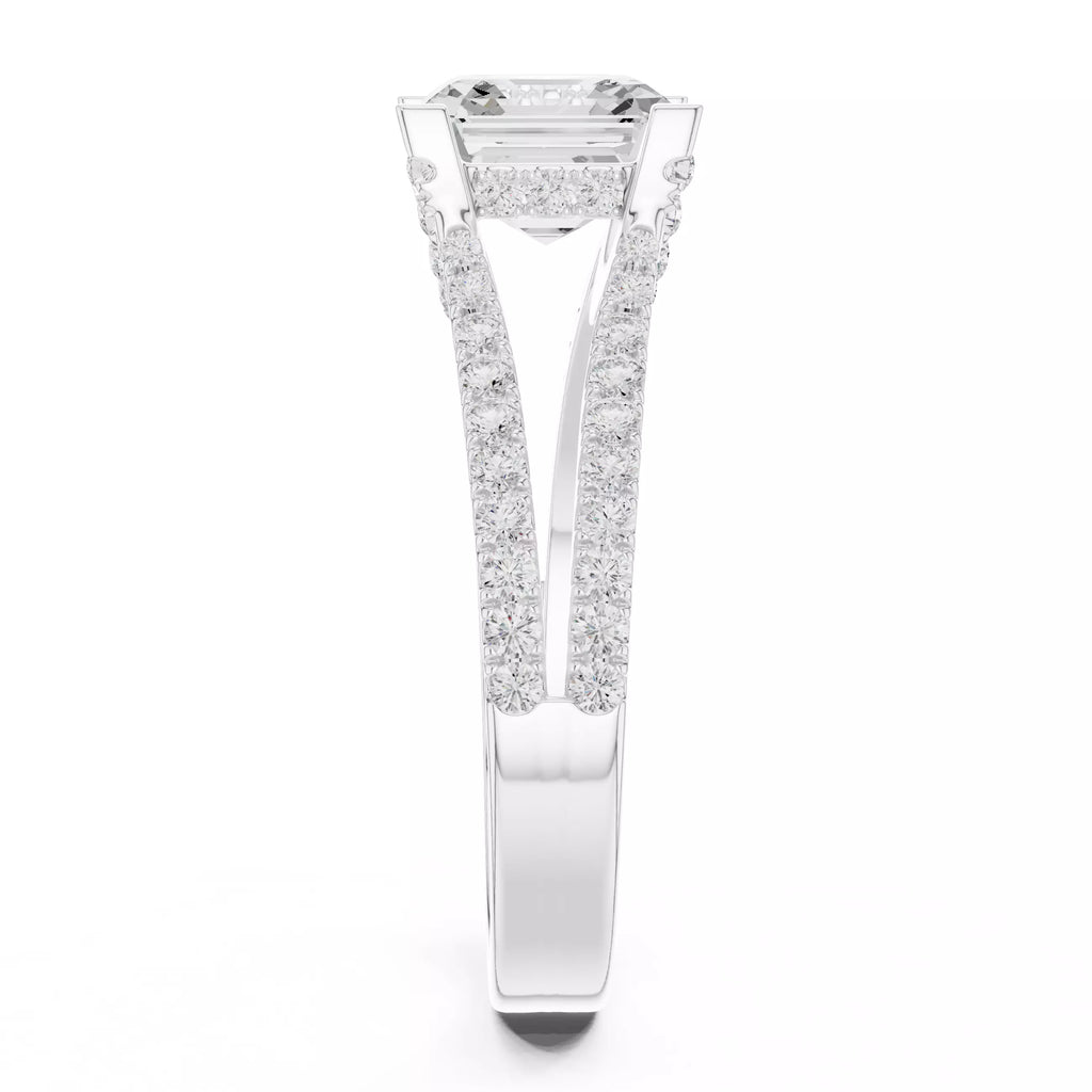 Pavé Split Shank Ring - Asscher