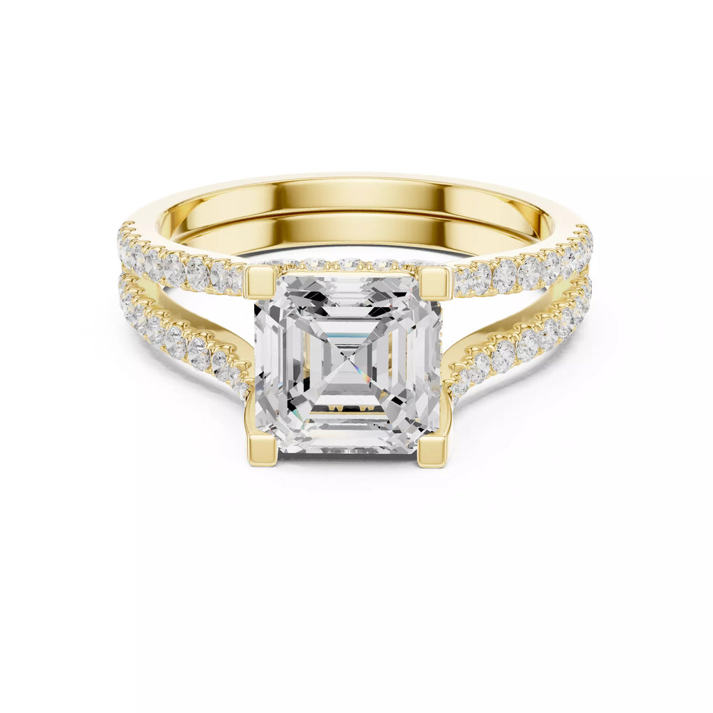 Pavé Split Shank Ring - Asscher