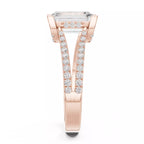 Pavé Split Shank Ring - Emerald cut