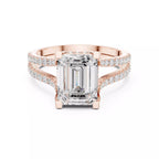 Pavé Split Shank Ring - Emerald cut