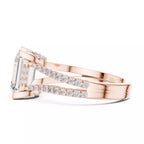Pavé Split Shank Ring - Emerald cut