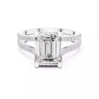 Pavé Split Shank Ring - Emerald cut