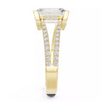 Pavé Split Shank Ring - Emerald cut