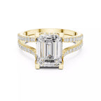 Pavé Split Shank Ring - Emerald cut