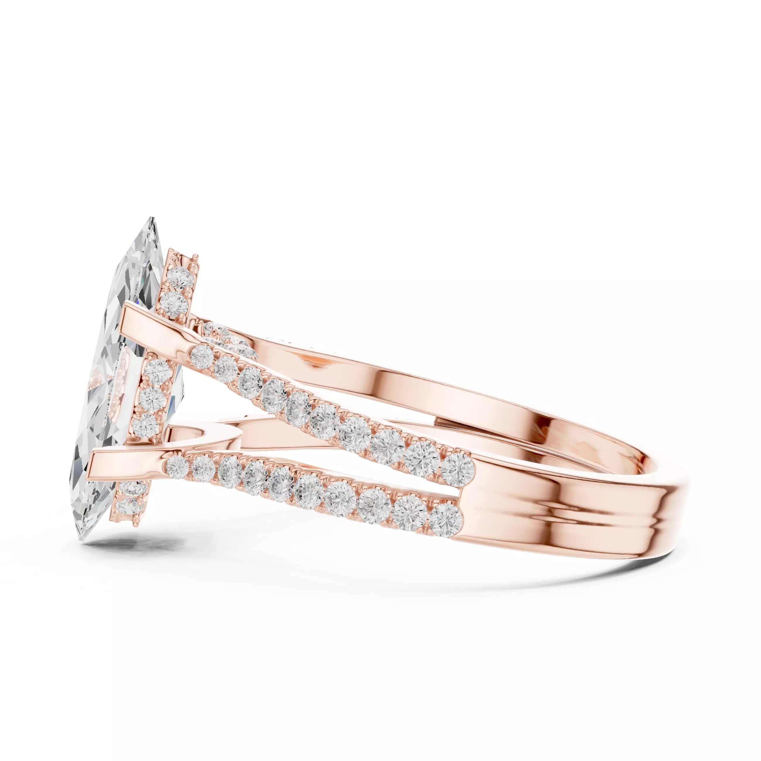 Pavé Split Shank Ring - Marquise