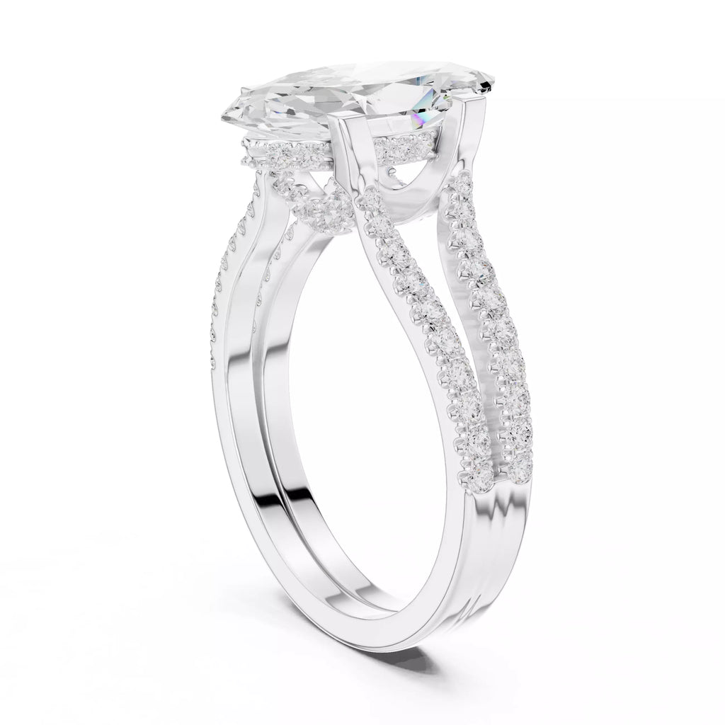Pavé Split Shank Ring - Marquise