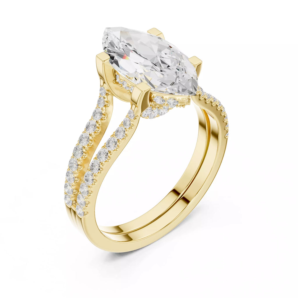 Pavé Split Shank Ring - Marquise