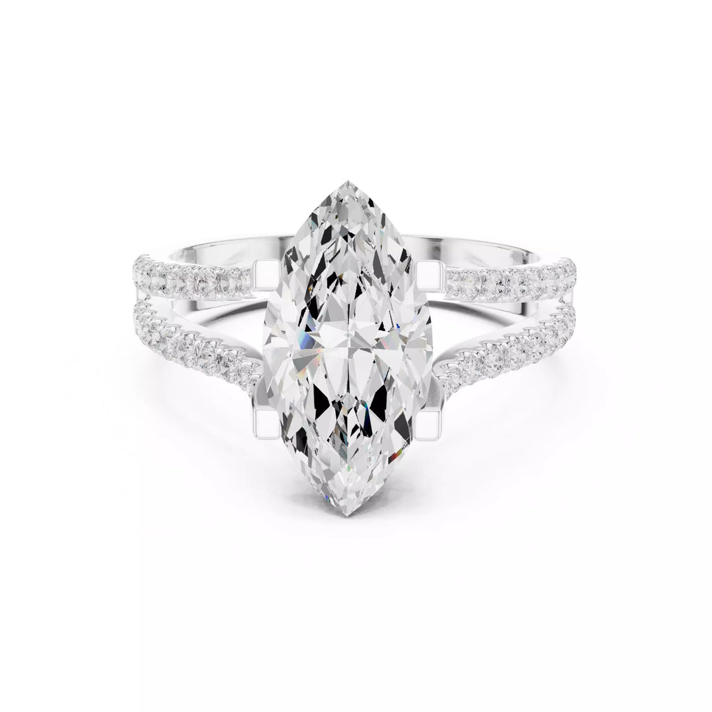 Pavé Split Shank Ring - Marquise