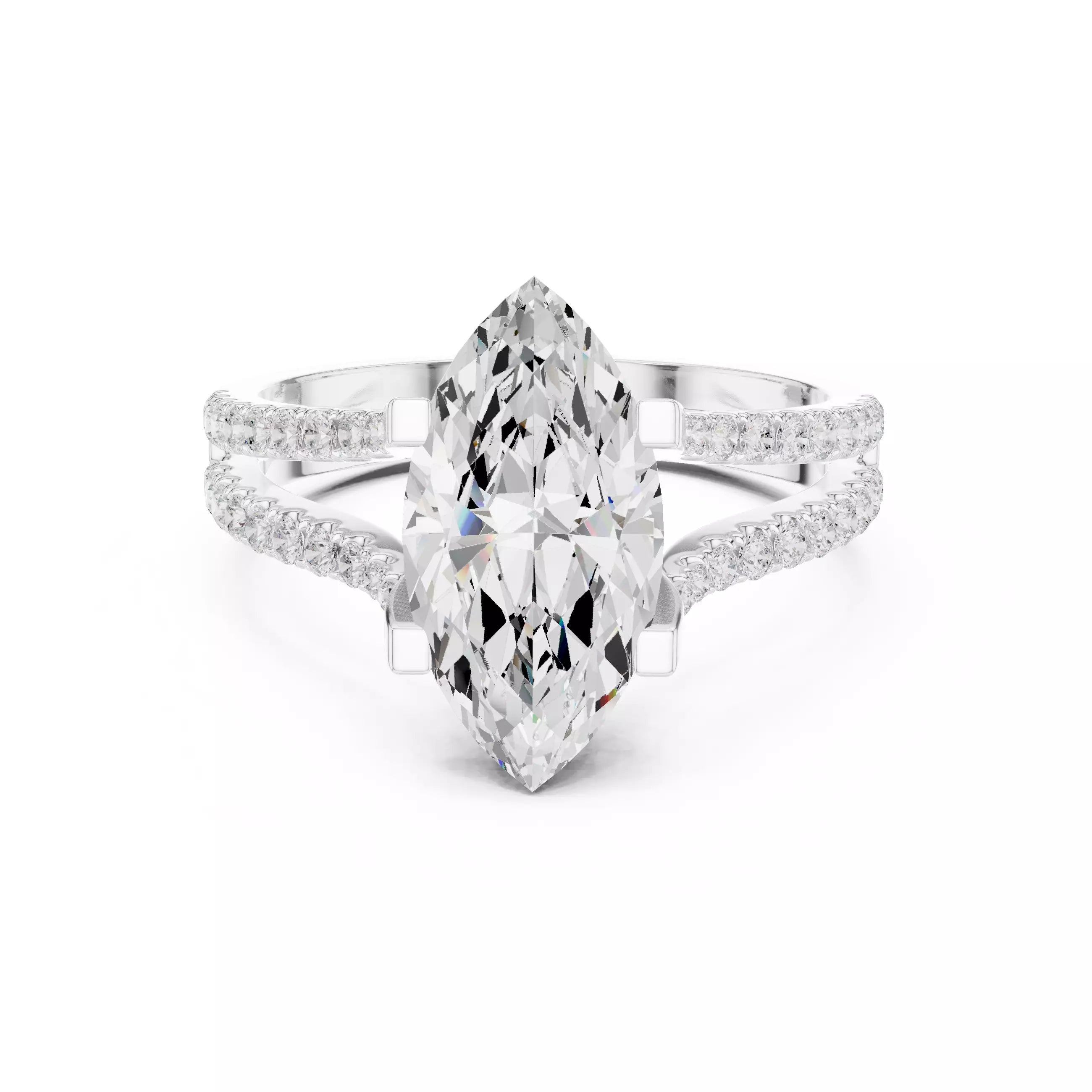 Pavé Split Shank Ring - Marquise