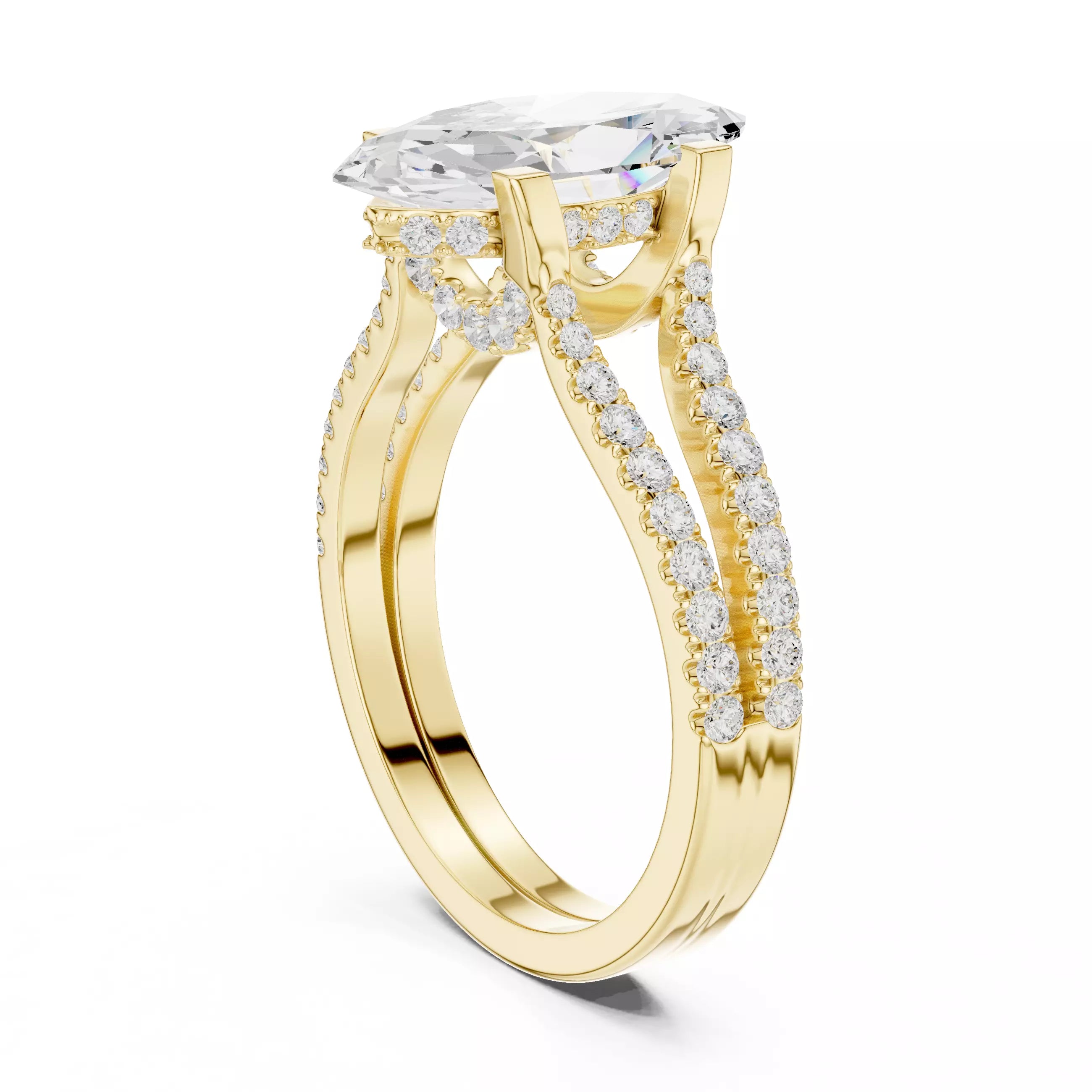 Pavé Split Shank Ring - Marquise