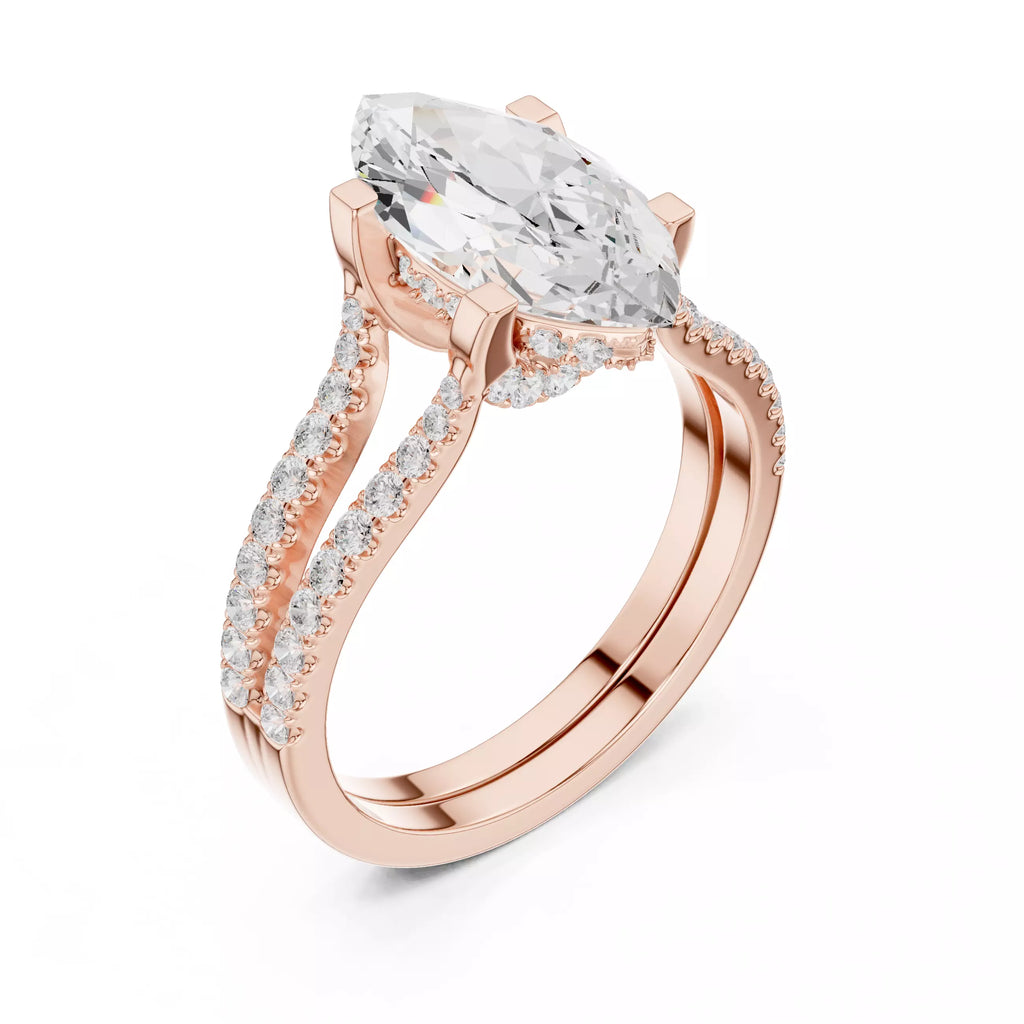 Pavé Split Shank Ring - Marquise