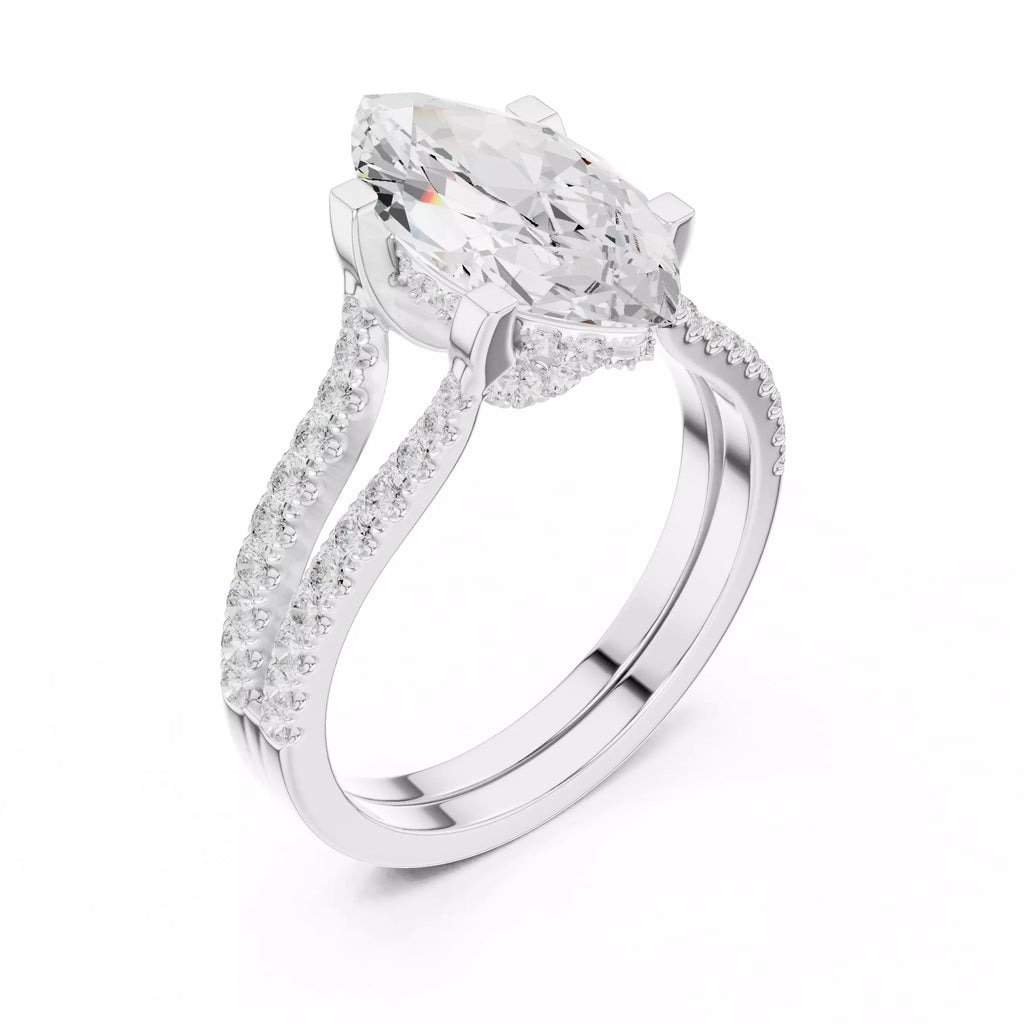 Pavé Split Shank Ring - Marquise