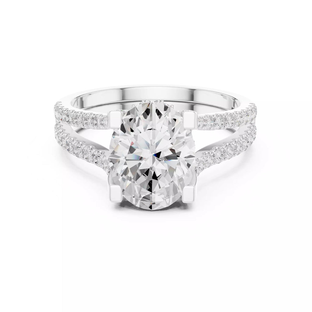 Pavé Split Shank Ring - Oval