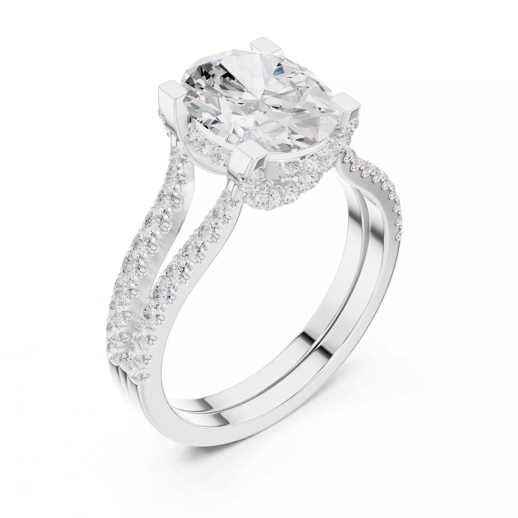 Pavé Split Shank Ring - Oval