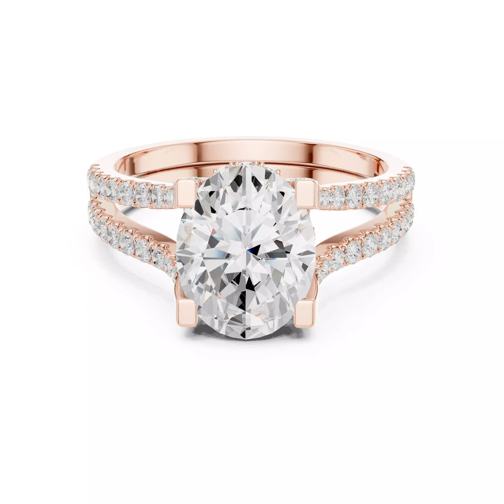 Pavé Split Shank Ring - Oval