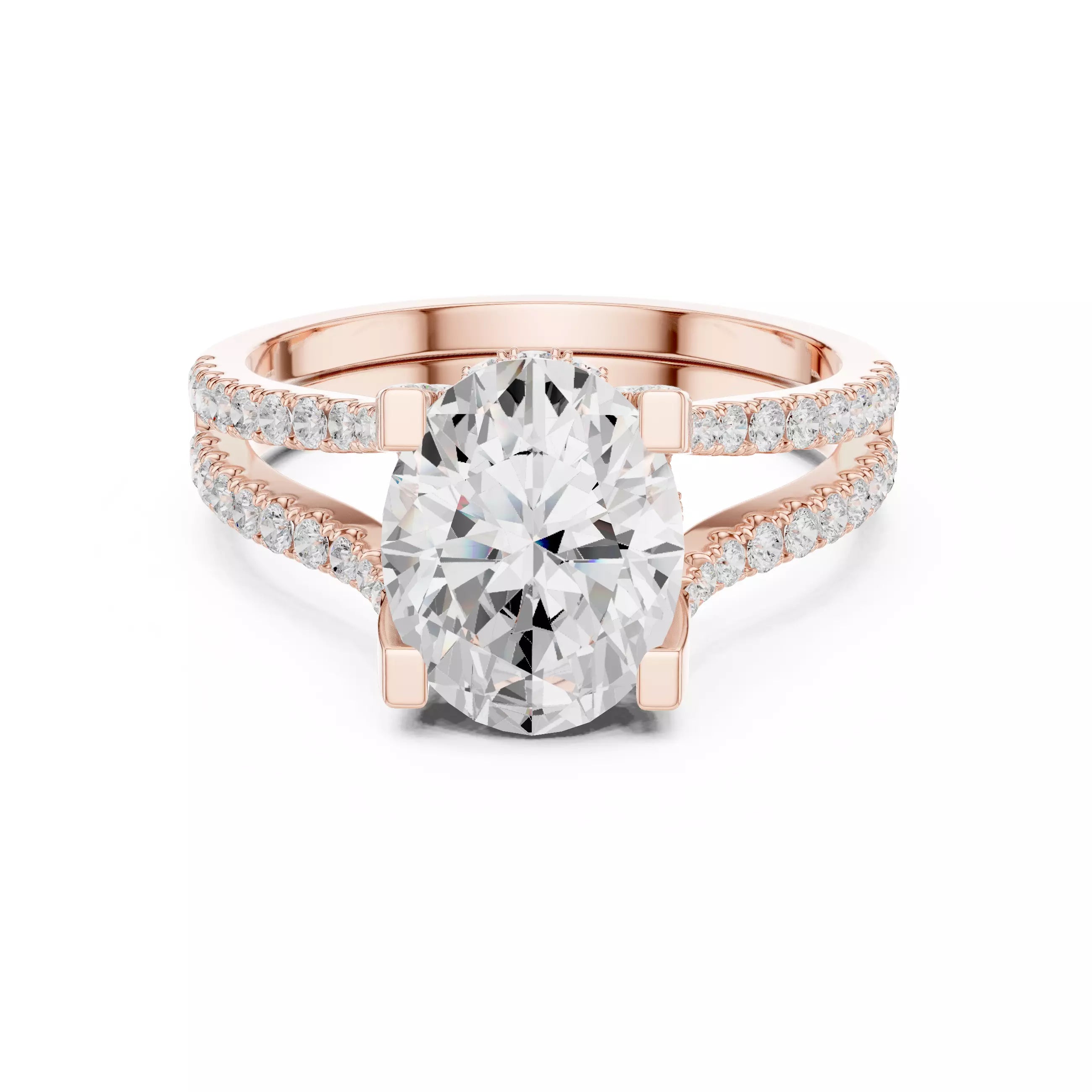 Pavé Split Shank Ring - Oval