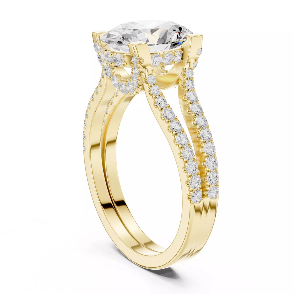 Pavé Split Shank Ring - Oval