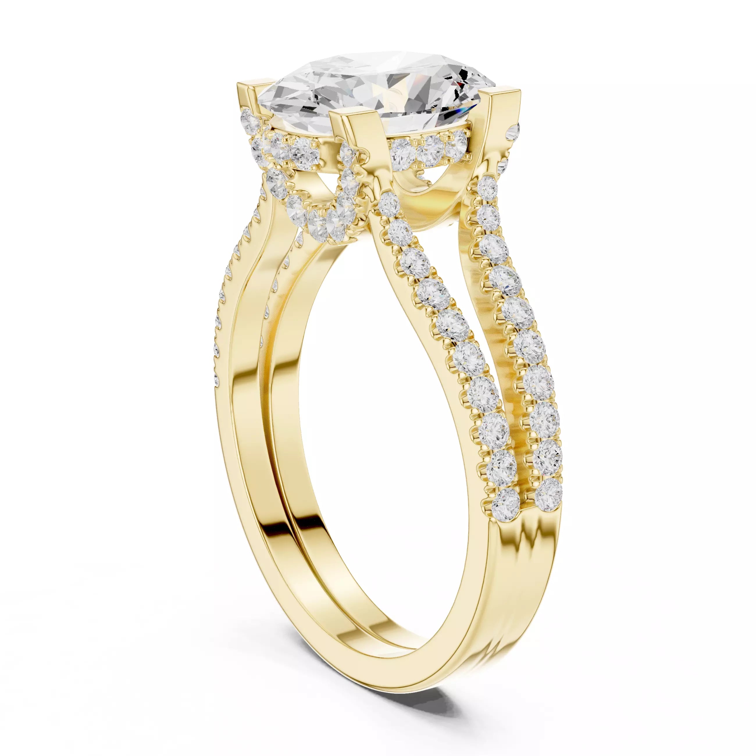Pavé Split Shank Ring - Oval
