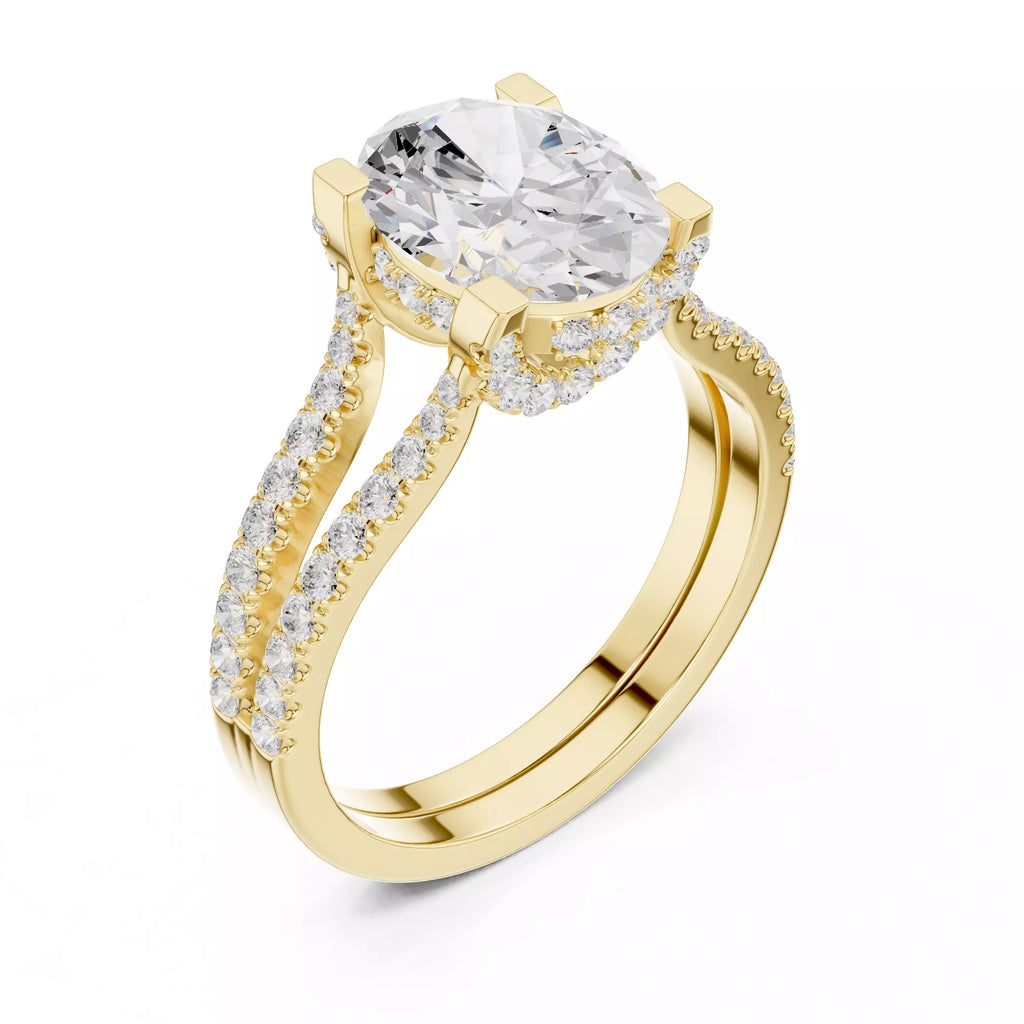 Pavé Split Shank Ring - Oval