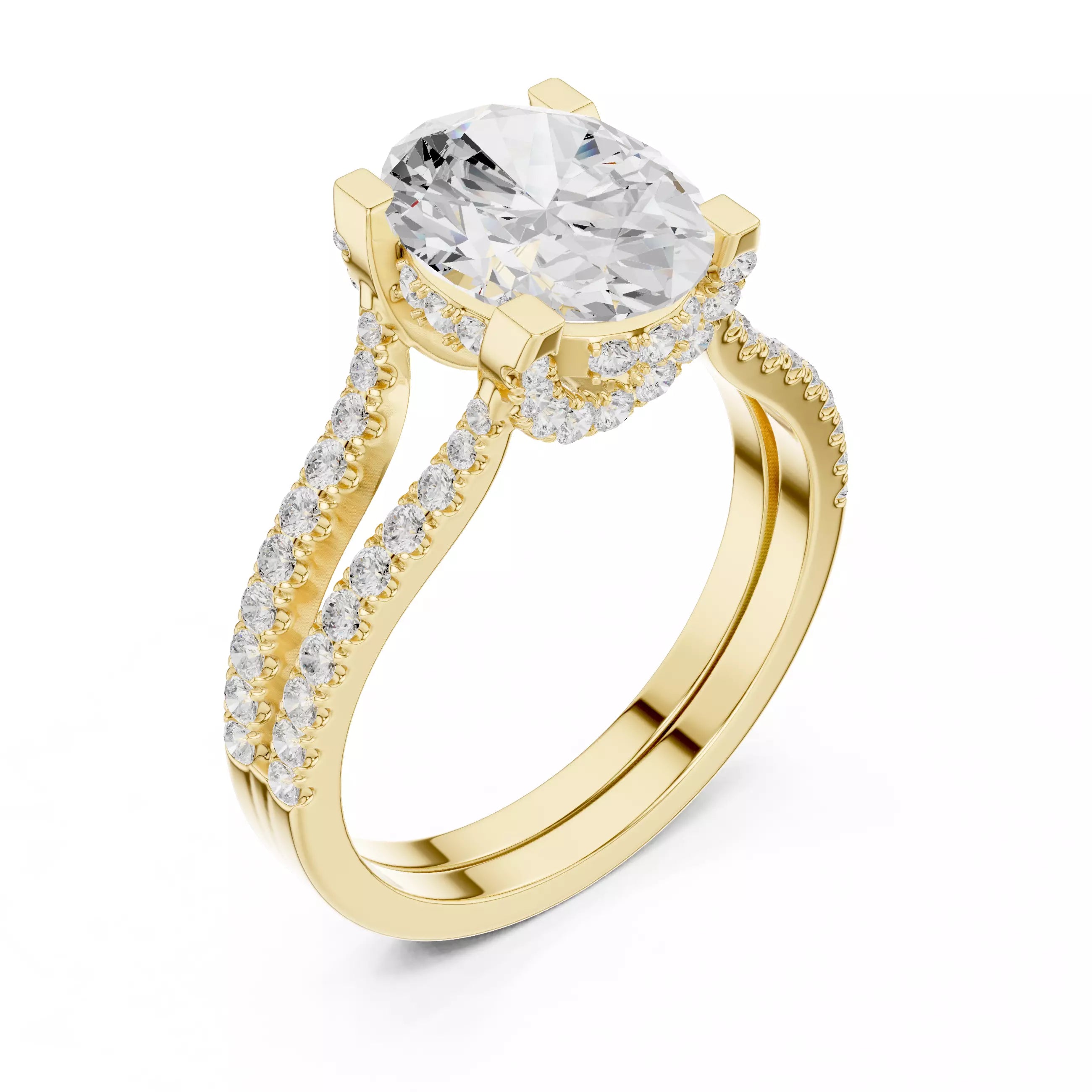 Pavé Split Shank Ring - Oval