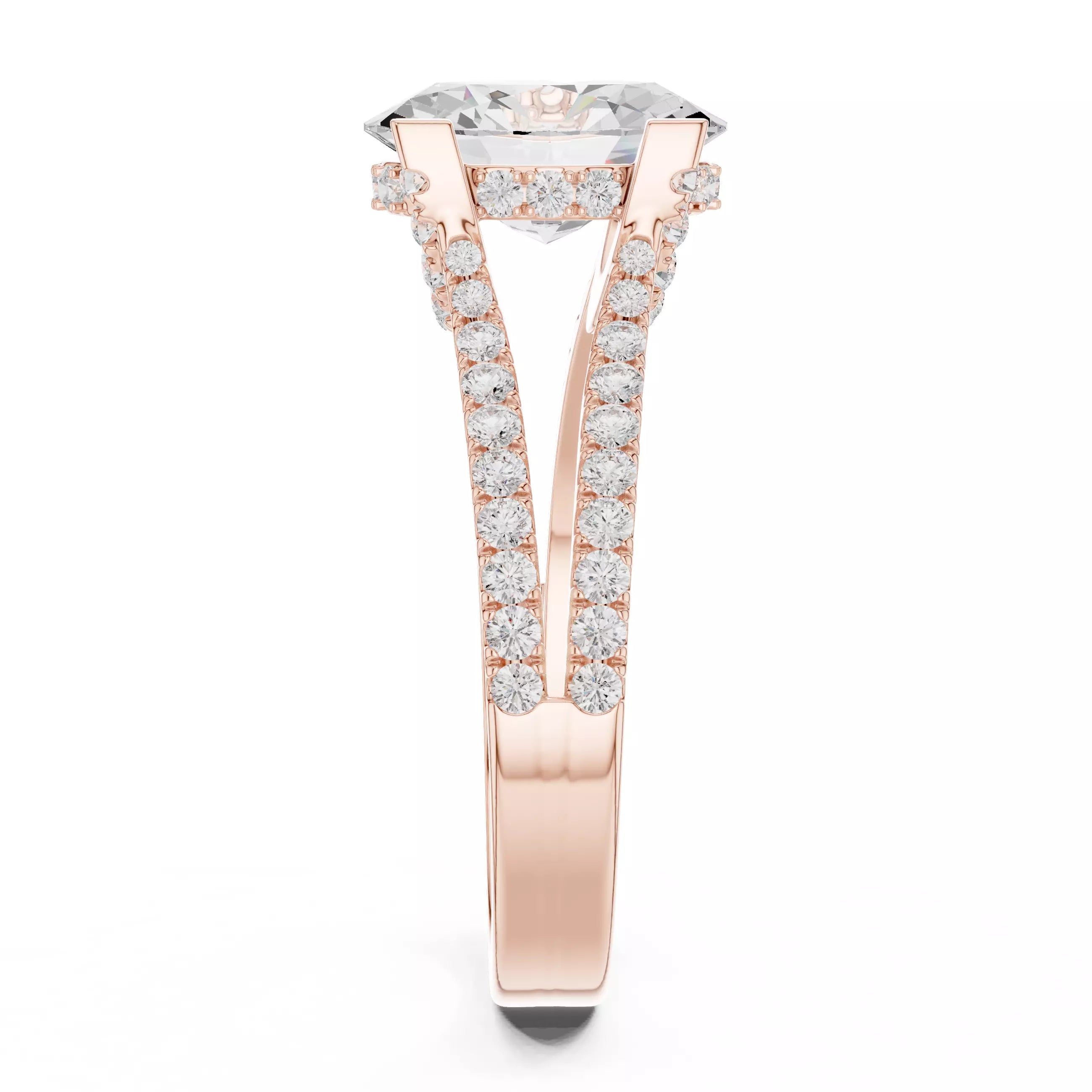 Pavé Split Shank Ring - Oval