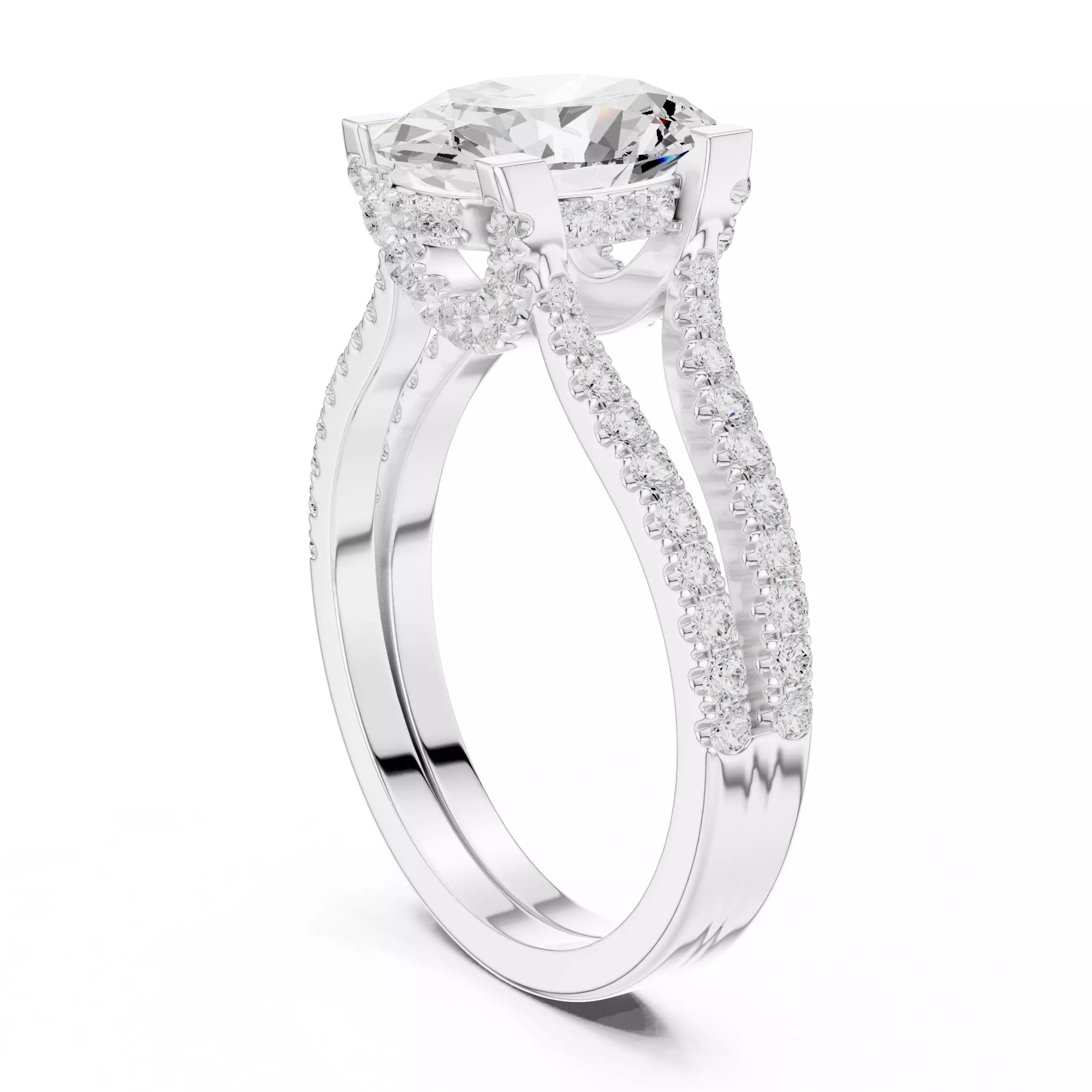 Pavé Split Shank Ring - Oval