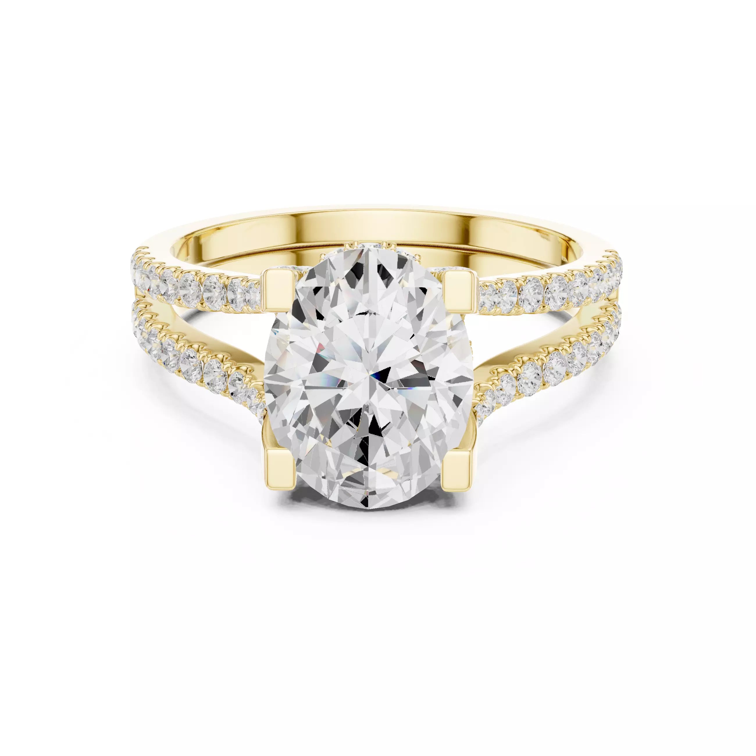 Pavé Split Shank Ring - Oval