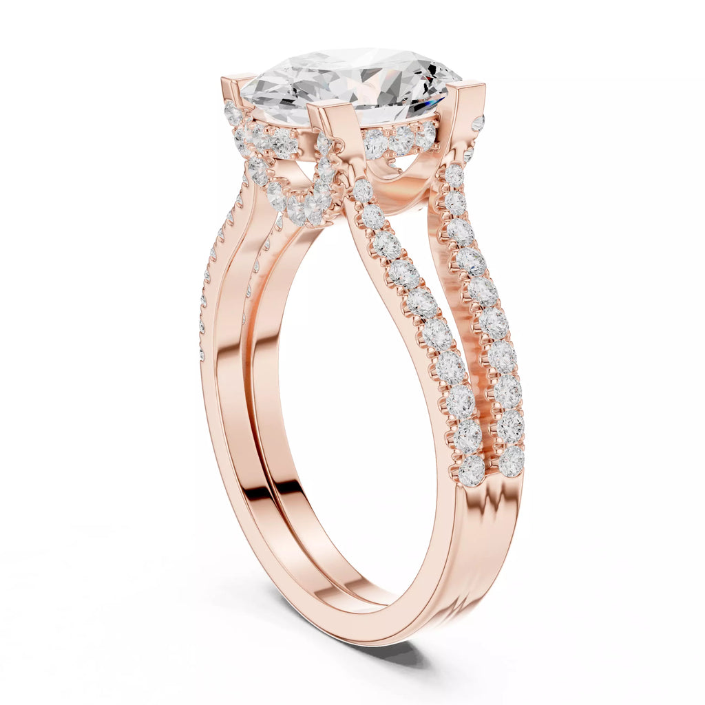Pavé Split Shank Ring - Oval