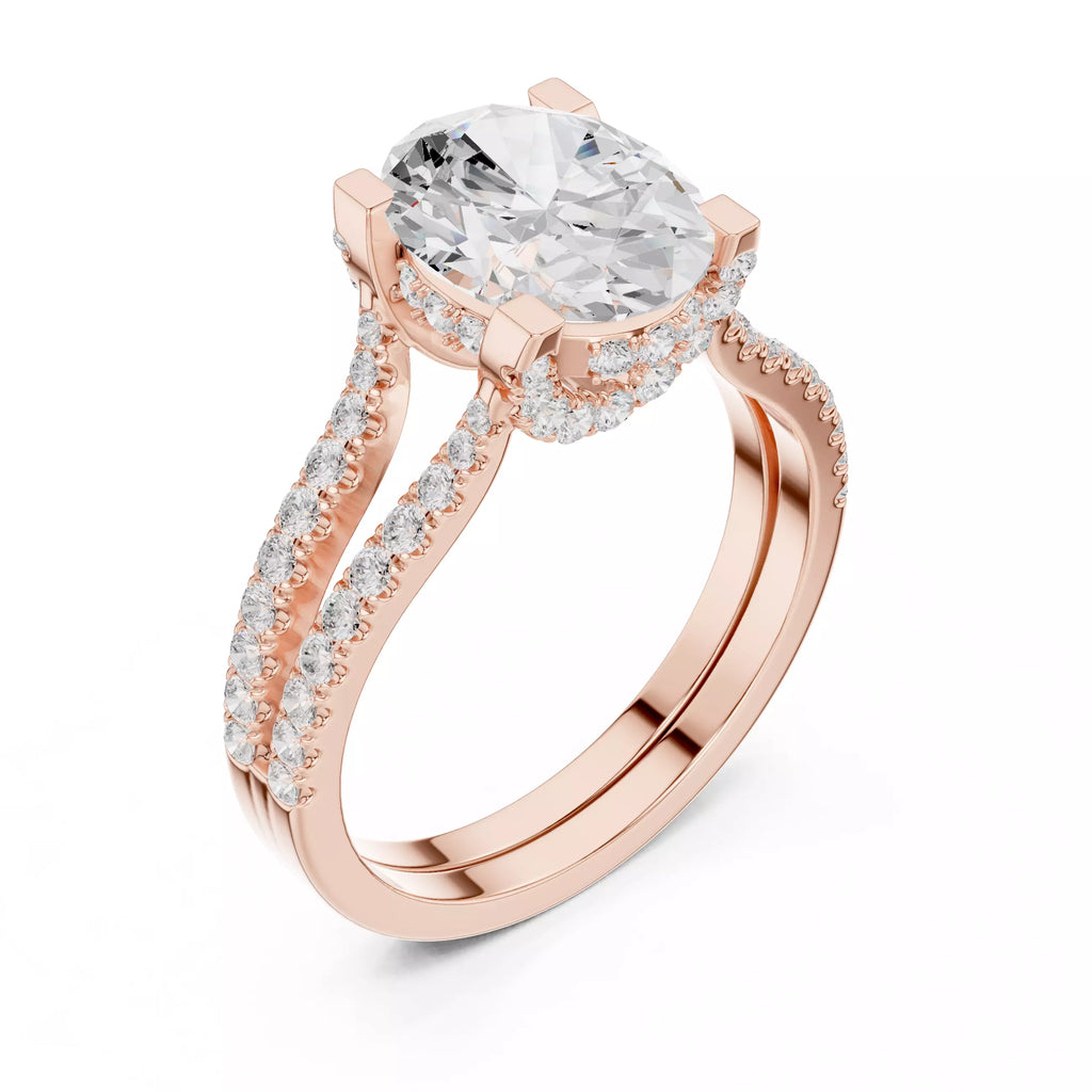 Pavé Split Shank Ring - Oval