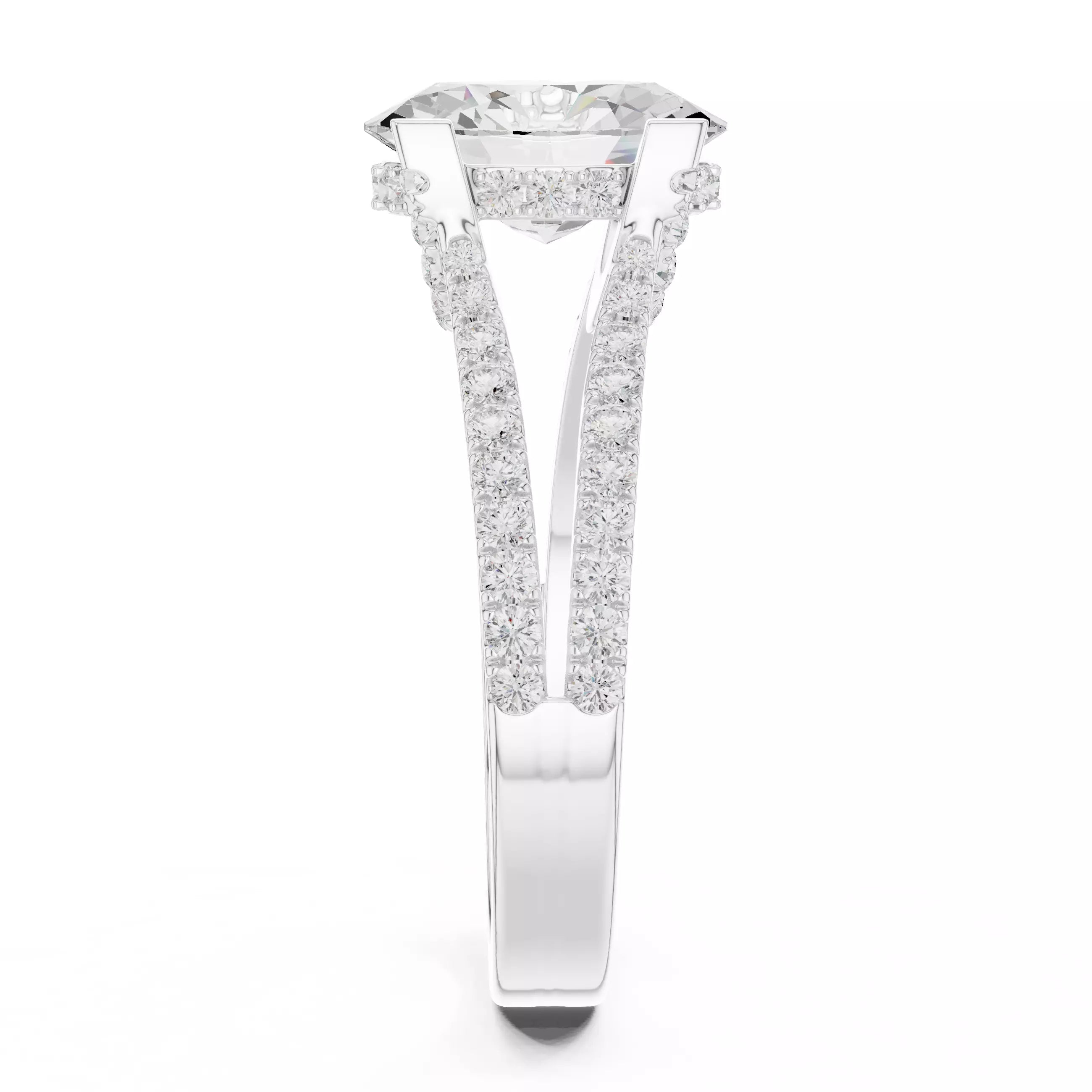 Pavé Split Shank Ring - Oval