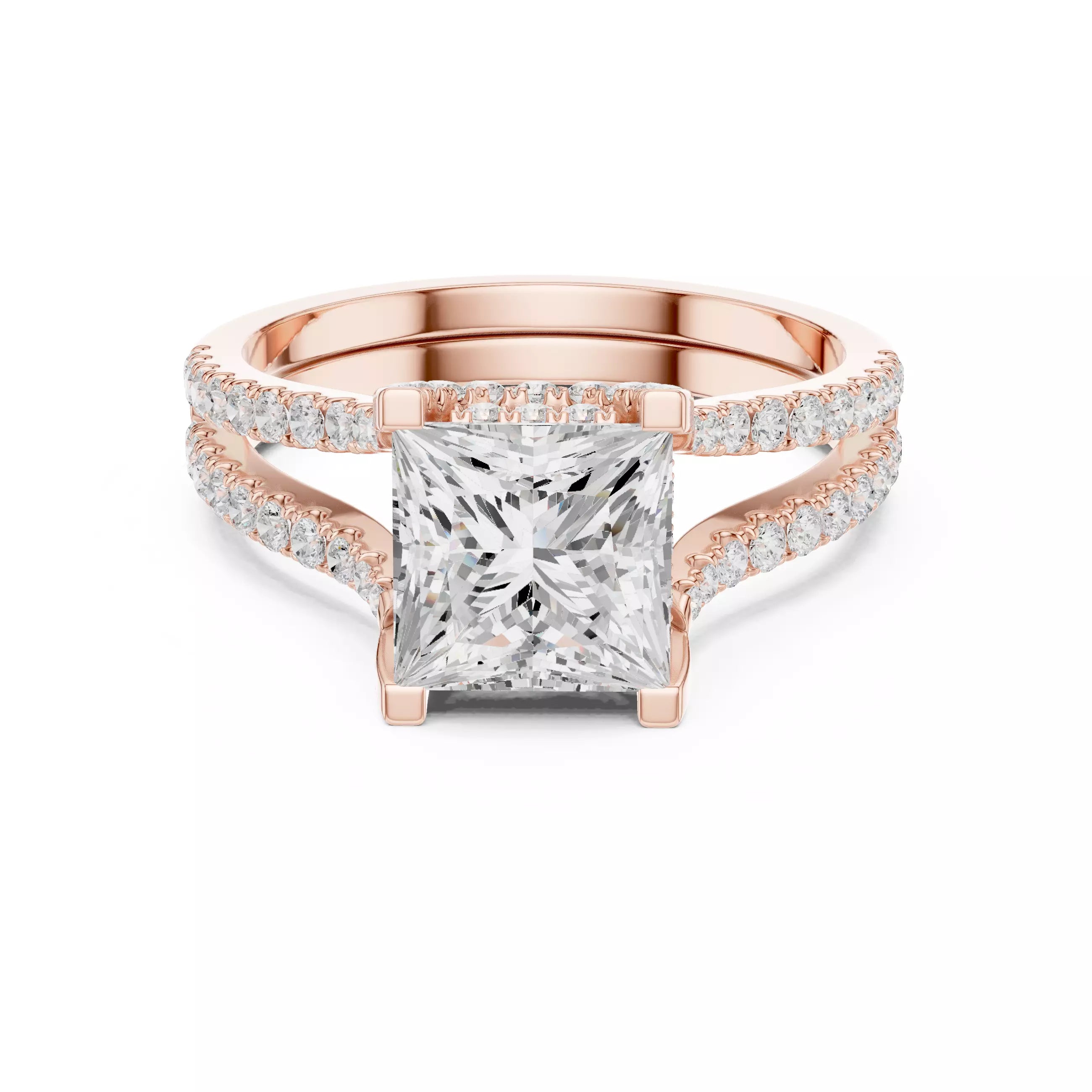 Pavé Split Shank Ring - Princess
